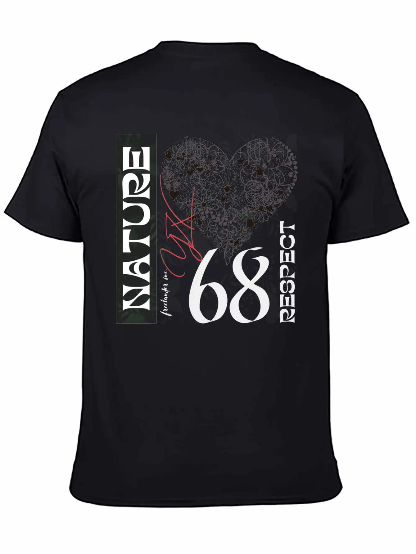 Heart, Respect Nature Unisex Short Sleeve Soft Cotton T-Shirt – Casual Everyday Wear