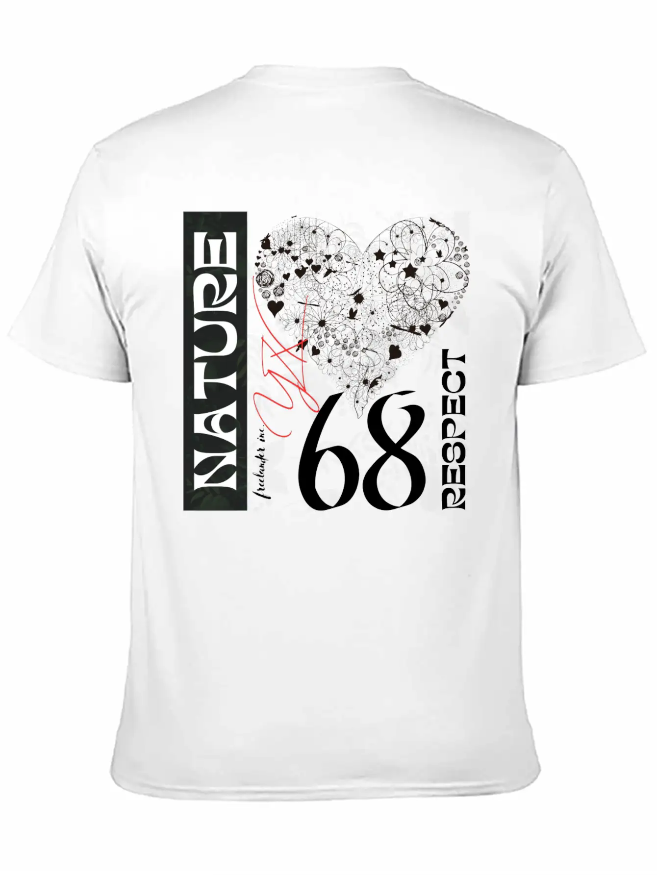Heart, Respect Nature Unisex Short Sleeve Soft Cotton T-Shirt – Casual Everyday Wear