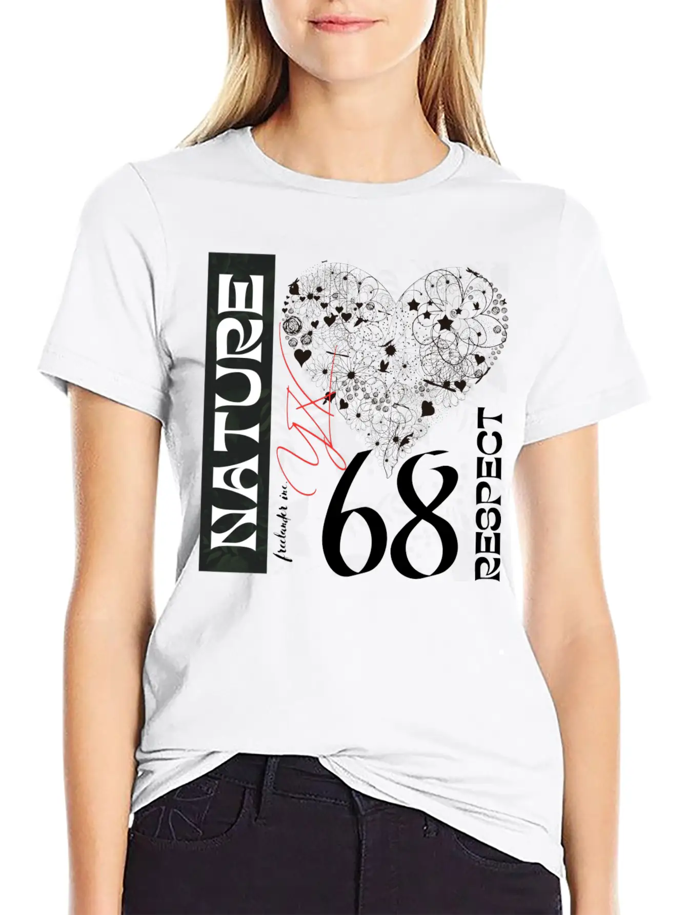 Heart, Respect Nature Unisex Short Sleeve Soft Cotton T-Shirt – Casual Everyday Wear