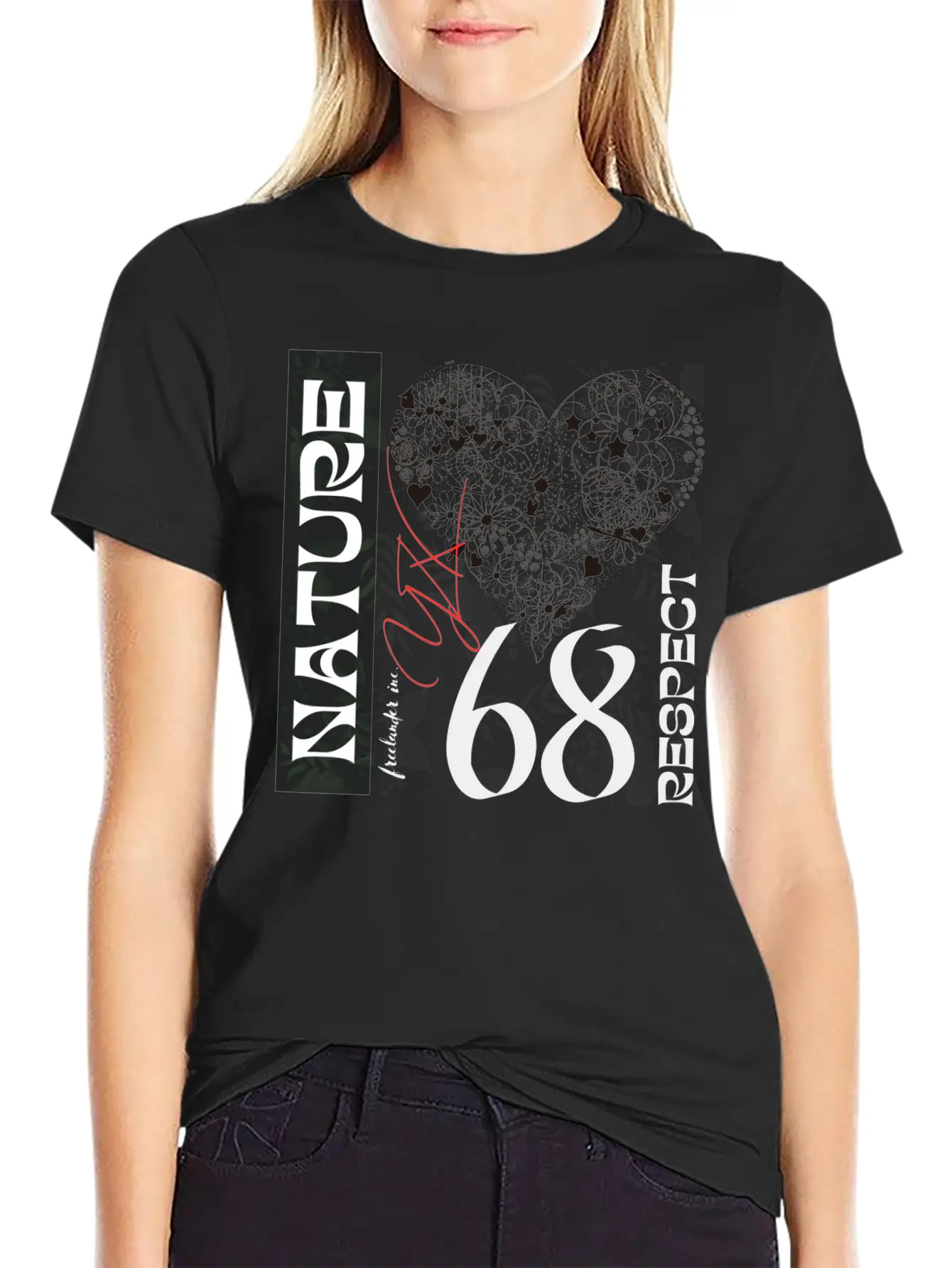 Heart, Respect Nature Unisex Short Sleeve Soft Cotton T-Shirt – Casual Everyday Wear