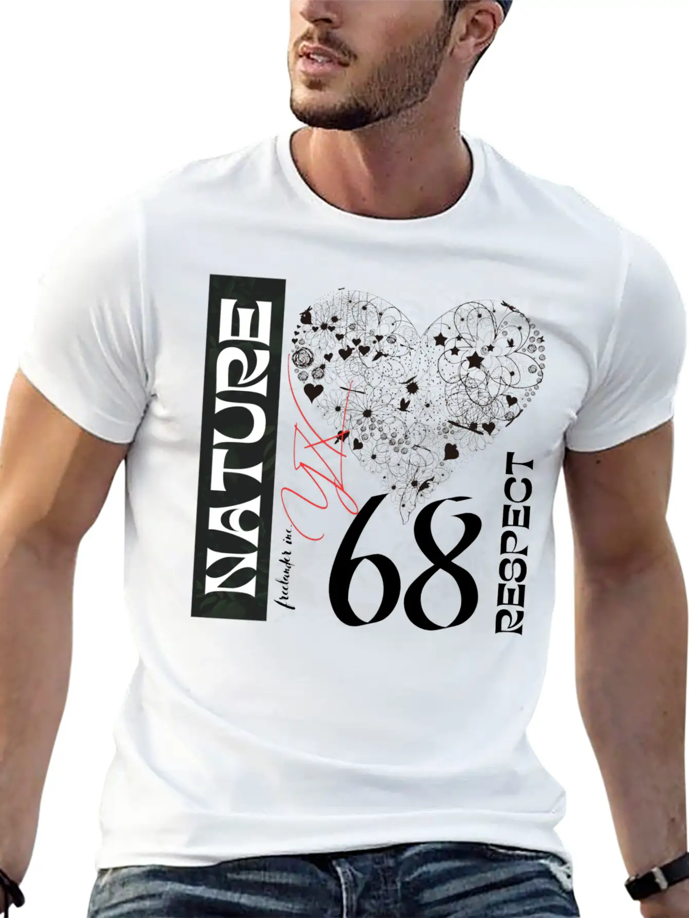 Heart, Respect Nature Unisex Short Sleeve Soft Cotton T-Shirt – Casual Everyday Wear