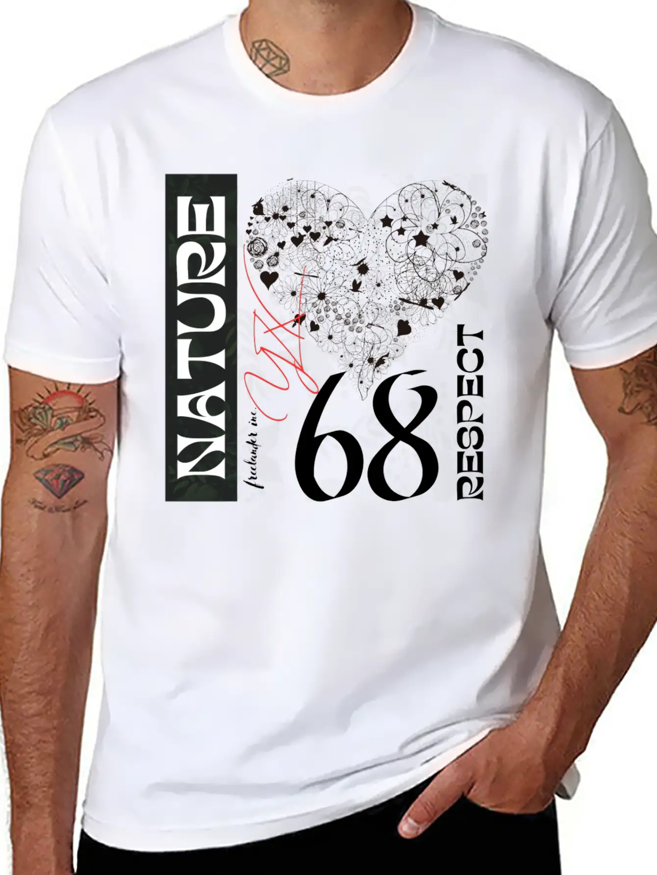 Heart, Respect Nature Unisex Short Sleeve Soft Cotton T-Shirt – Casual Everyday Wear