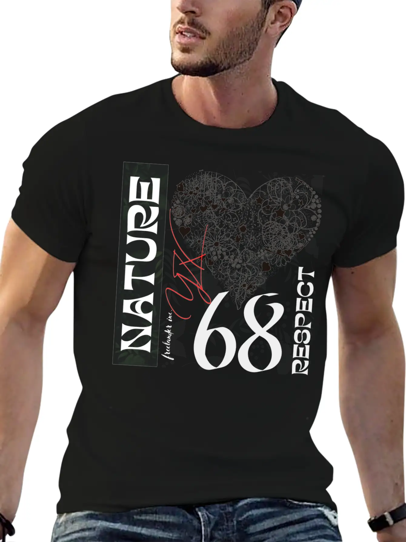 Heart, Respect Nature Unisex Short Sleeve Soft Cotton T-Shirt – Casual Everyday Wear