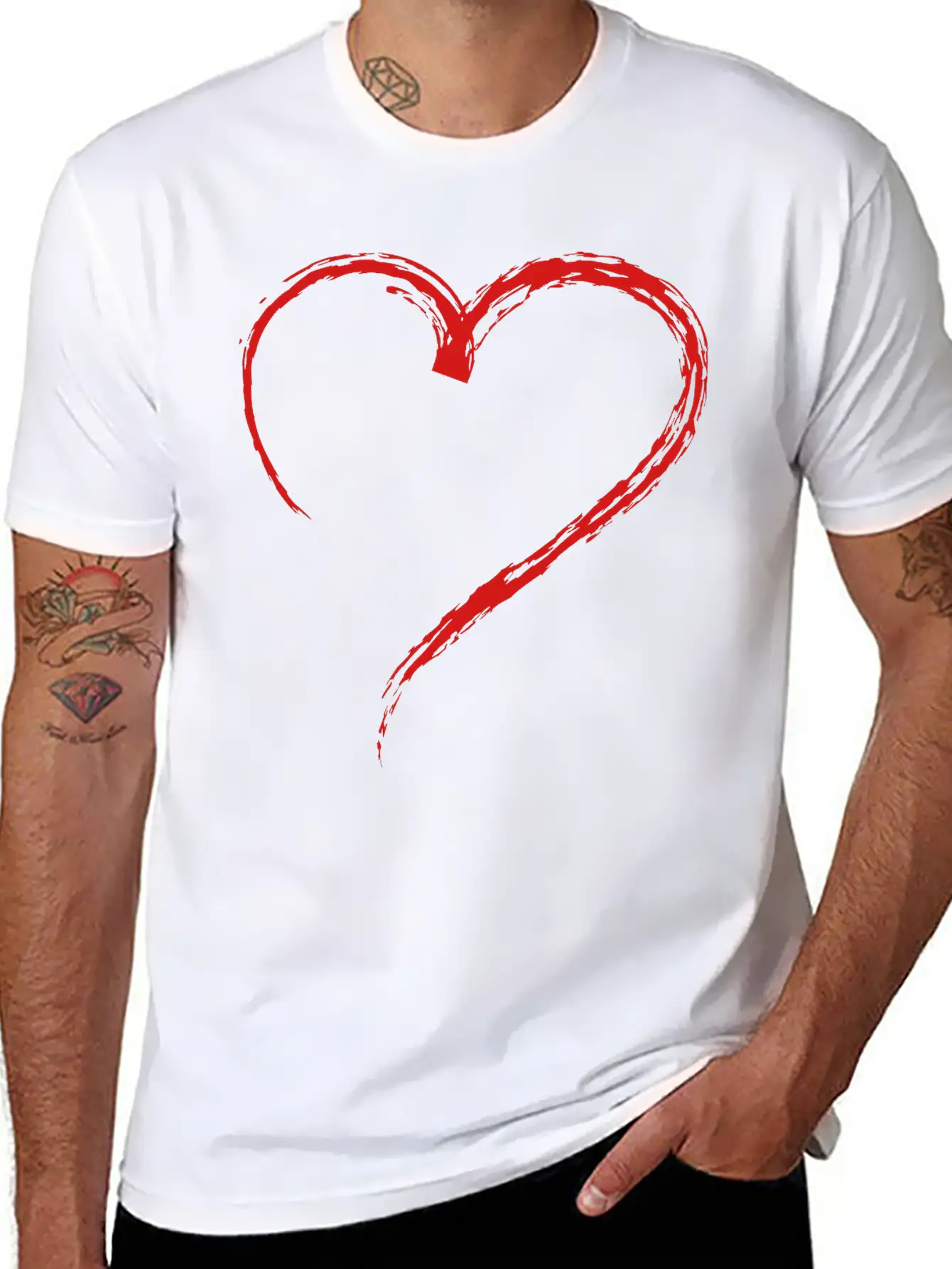 Heart Sketch 1c Stylish Everyday T-Shirt – Unisex Basic Cotton Tee