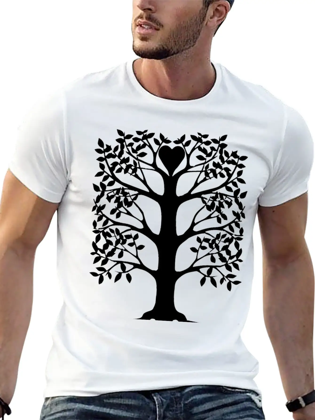 Heart Tree With Roots Unisex Short Sleeve Soft Cotton T-Shirt – Casual Everyday Wear