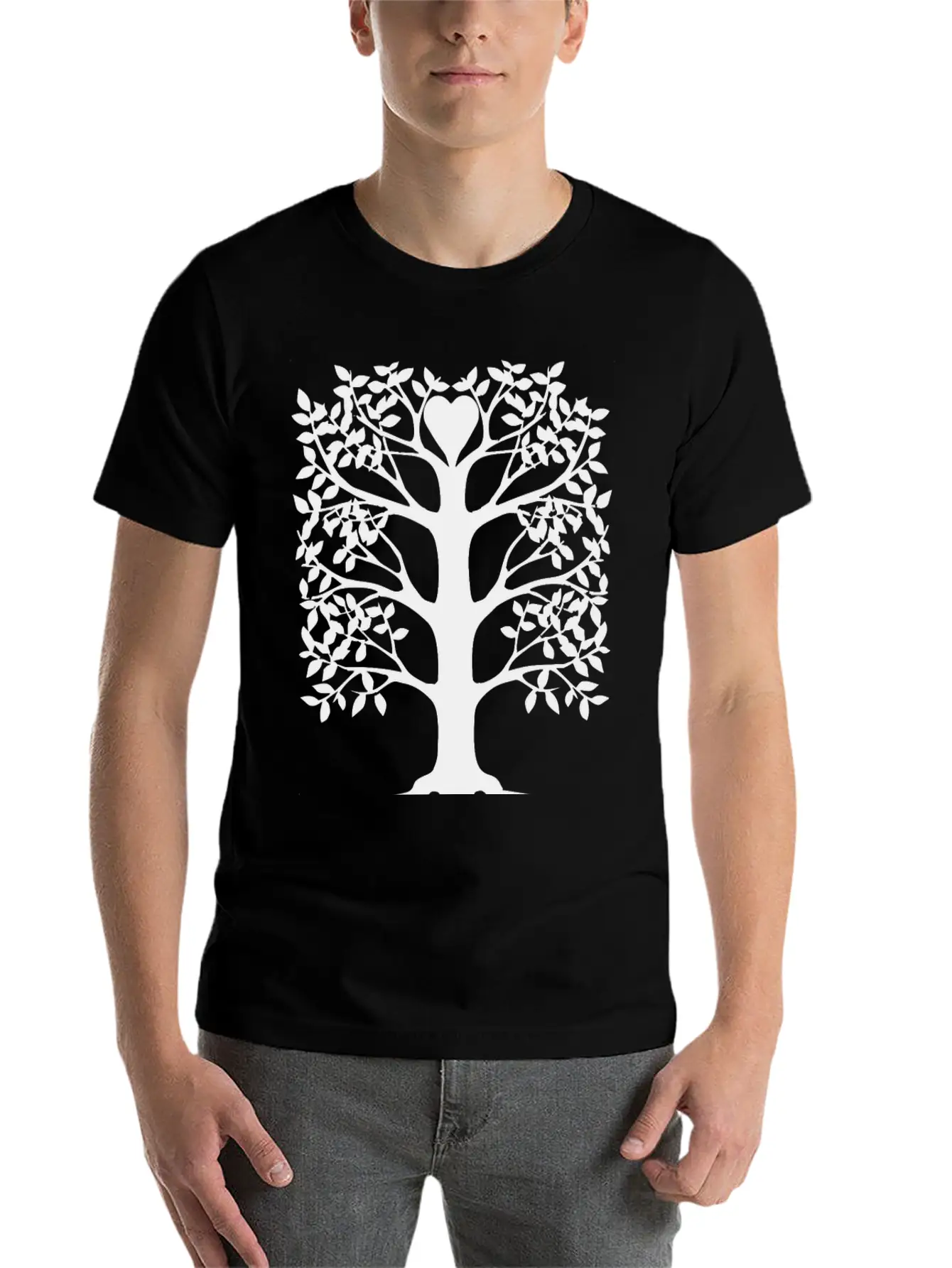 Heart Tree With Roots Unisex Short Sleeve Soft Cotton T-Shirt – Casual Everyday Wear