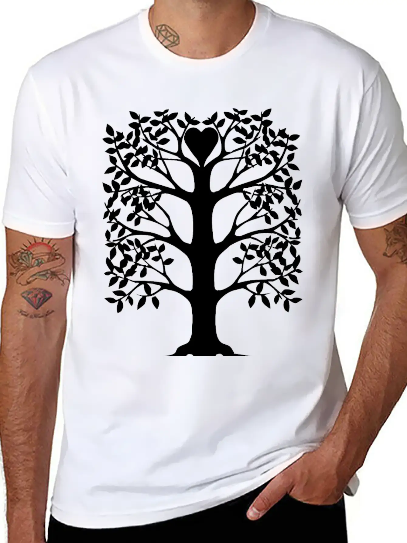 Heart Tree With Roots Unisex Short Sleeve Soft Cotton T-Shirt – Casual Everyday Wear
