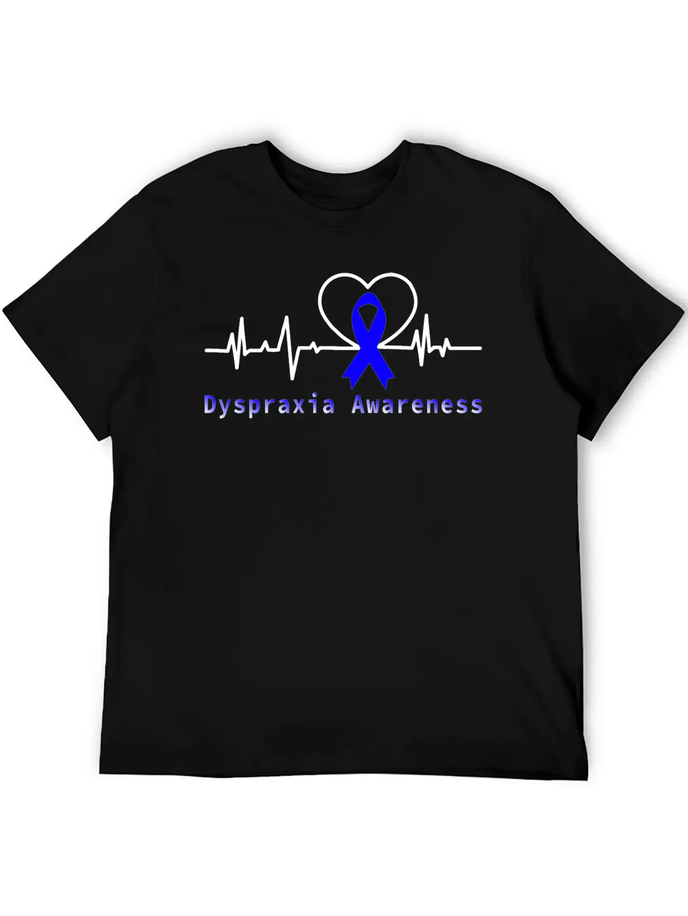 Heartbeat Dyspraxia Awareness With Blue Ribbon / D Basic Graphic T-Shirt – Daily Comfort In Soft Cotton