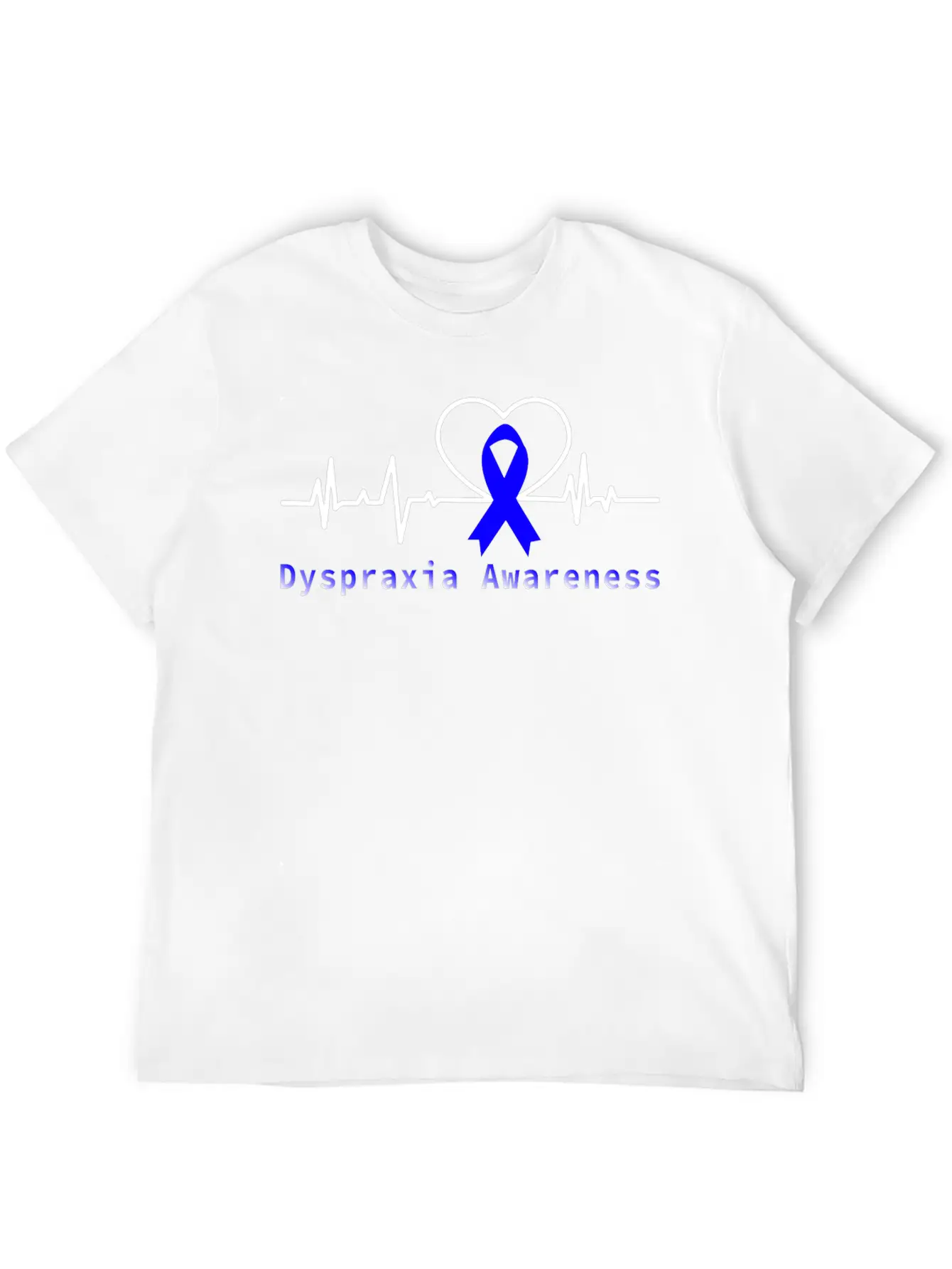 Heartbeat Dyspraxia Awareness With Blue Ribbon / D Basic Graphic T-Shirt – Daily Comfort In Soft Cotton