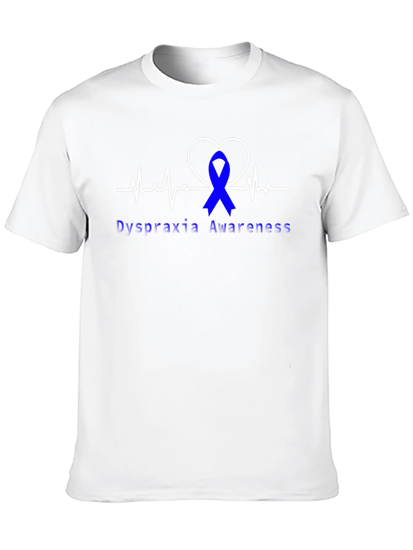 Heartbeat Dyspraxia Awareness With Blue Ribbon / D Basic Graphic T-Shirt – Daily Comfort In Soft Cotton