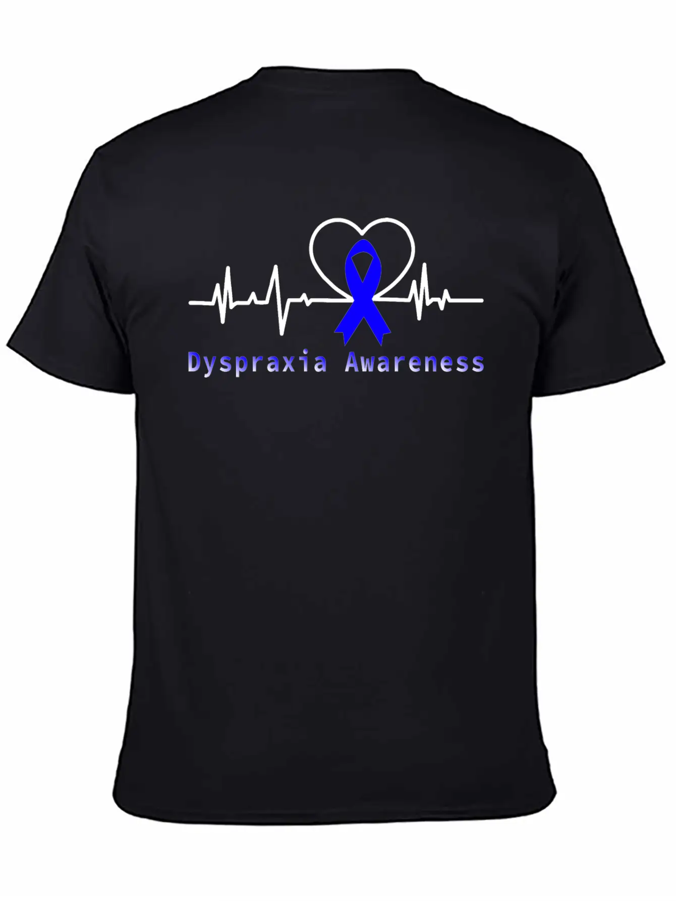 Heartbeat Dyspraxia Awareness With Blue Ribbon / D Basic Graphic T-Shirt – Daily Comfort In Soft Cotton