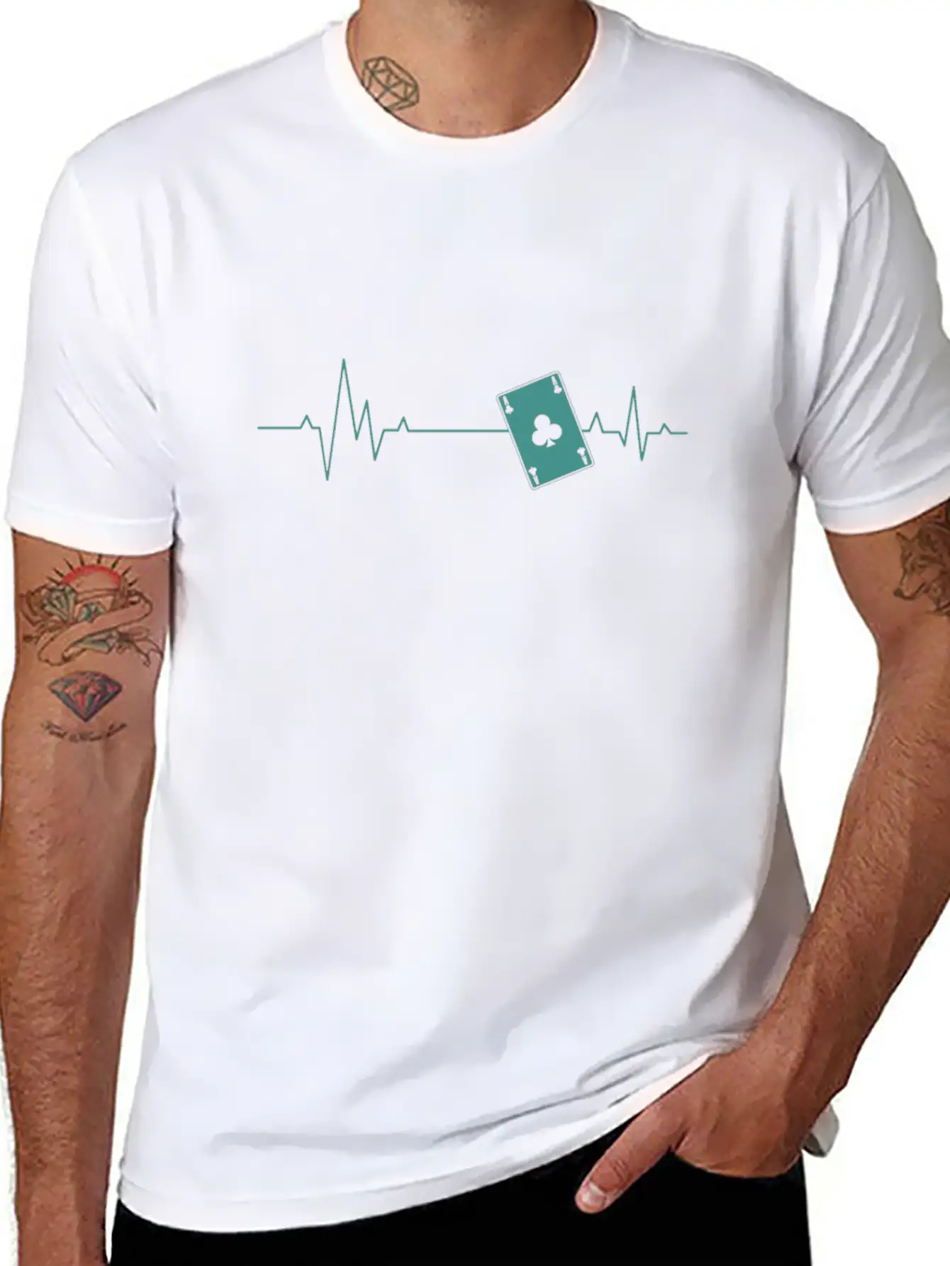 Heartbeat For Playing Skat Card Game Unisex Short Sleeve Soft Cotton T-Shirt – Casual Everyday Wear
