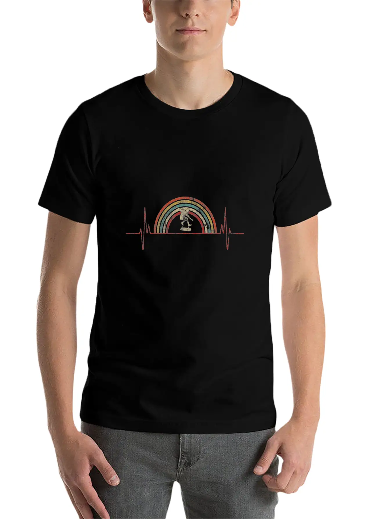 Heartbeat Retro Skater Gift For Skaters Timeless Short Sleeve Tee – Comfy And Minimalist Design