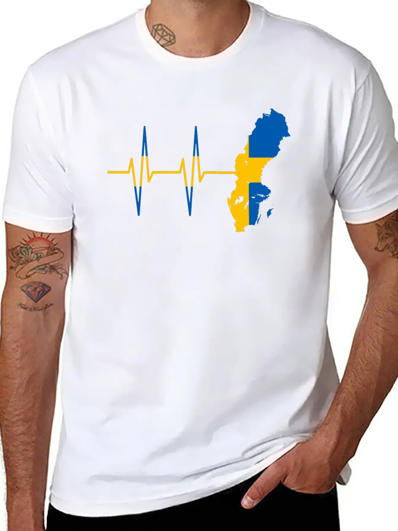 Heartbeat Sweden- Pulse, Swedish, Gift Timeless Short Sleeve Tee – Comfy And Minimalist Design