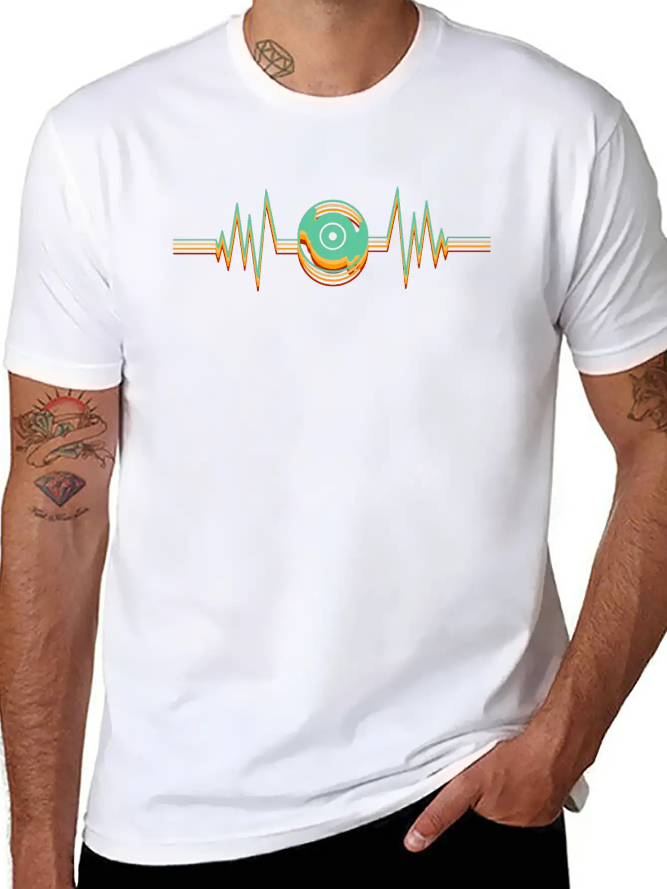 Heartbeat Vinyl Disk Music Songs Remix Tape Essential Unisex Summer Tee – Soft Cotton Casual Fit