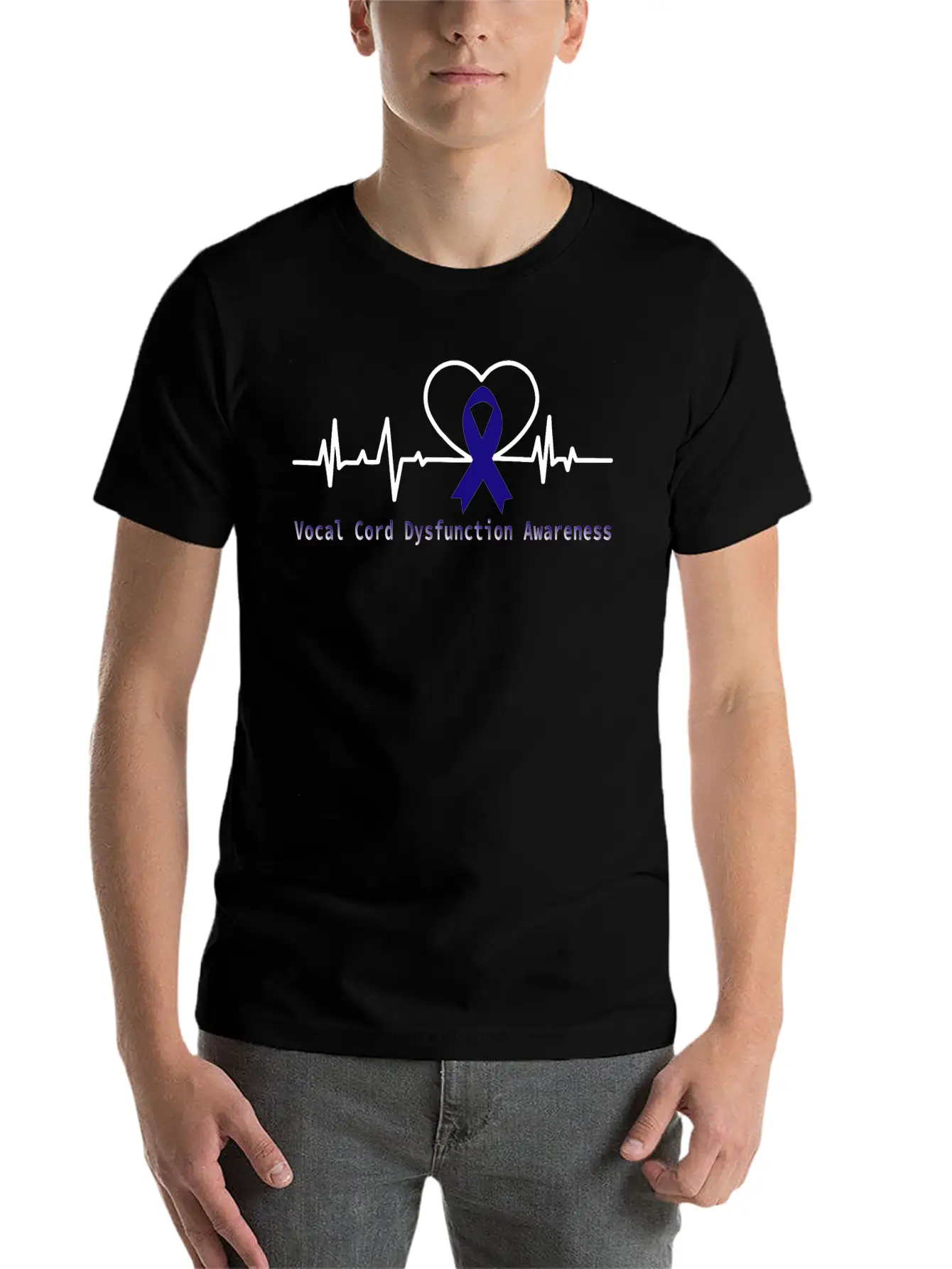 Heartbeat Vocal Cord Dysfunction Awareness With Bl Unisex Short Sleeve Soft Cotton T-Shirt – Casual Everyday Wear