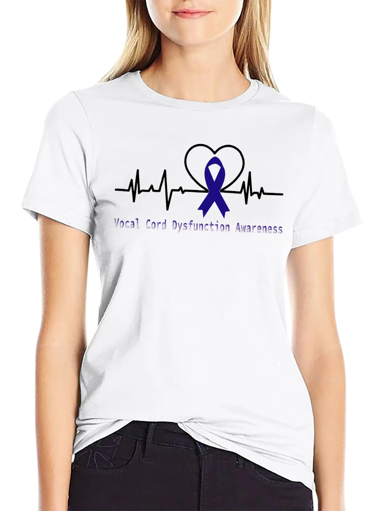 Heartbeat Vocal Cord Dysfunction Awareness With Bl Unisex Short Sleeve Soft Cotton T-Shirt – Casual Everyday Wear