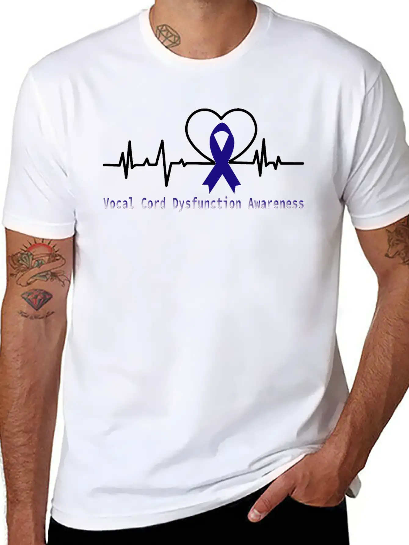 Heartbeat Vocal Cord Dysfunction Awareness With Bl Unisex Short Sleeve Soft Cotton T-Shirt – Casual Everyday Wear
