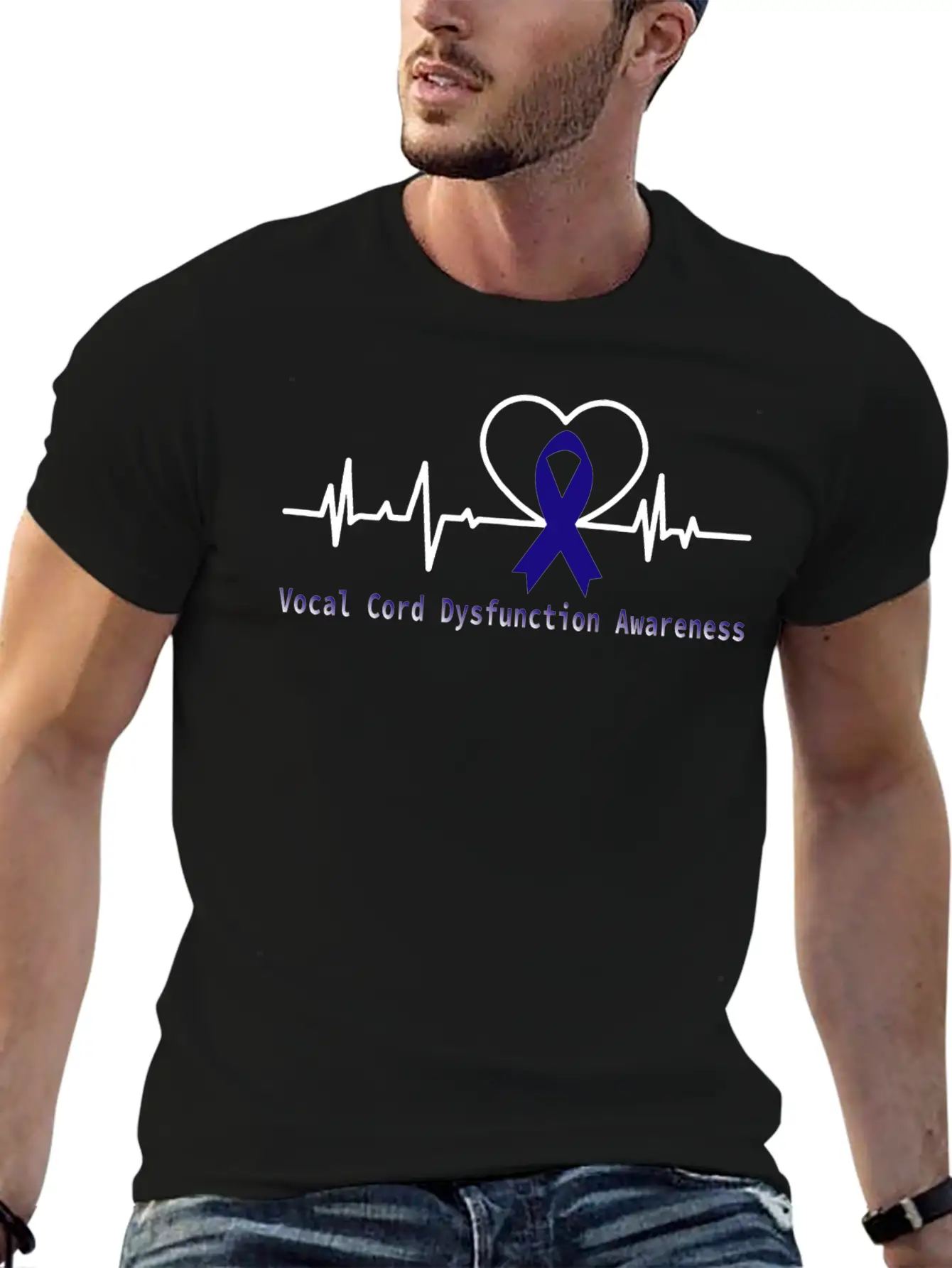 Heartbeat Vocal Cord Dysfunction Awareness With Bl Unisex Short Sleeve Soft Cotton T-Shirt – Casual Everyday Wear