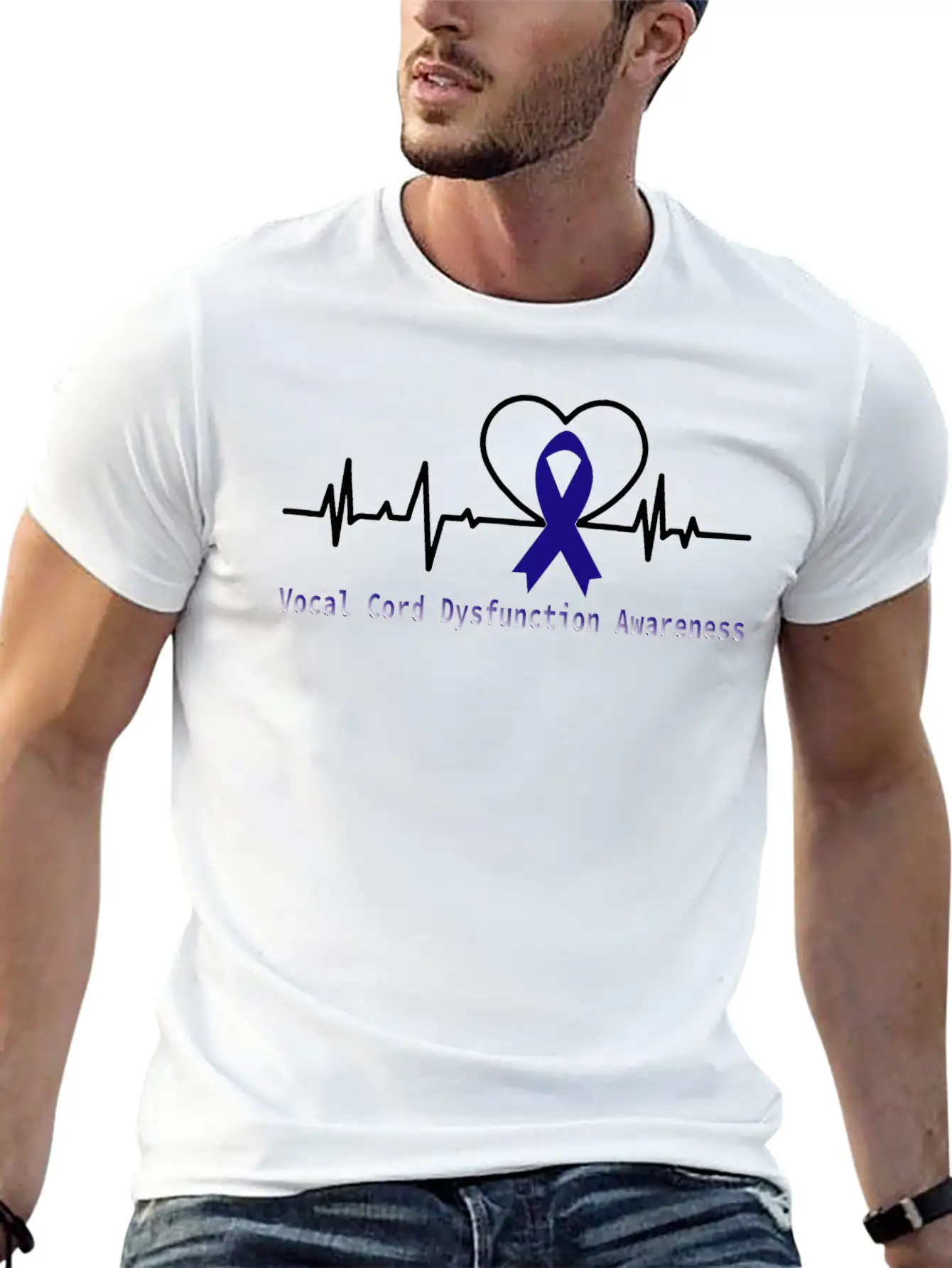 Heartbeat Vocal Cord Dysfunction Awareness With Bl Unisex Short Sleeve Soft Cotton T-Shirt – Casual Everyday Wear