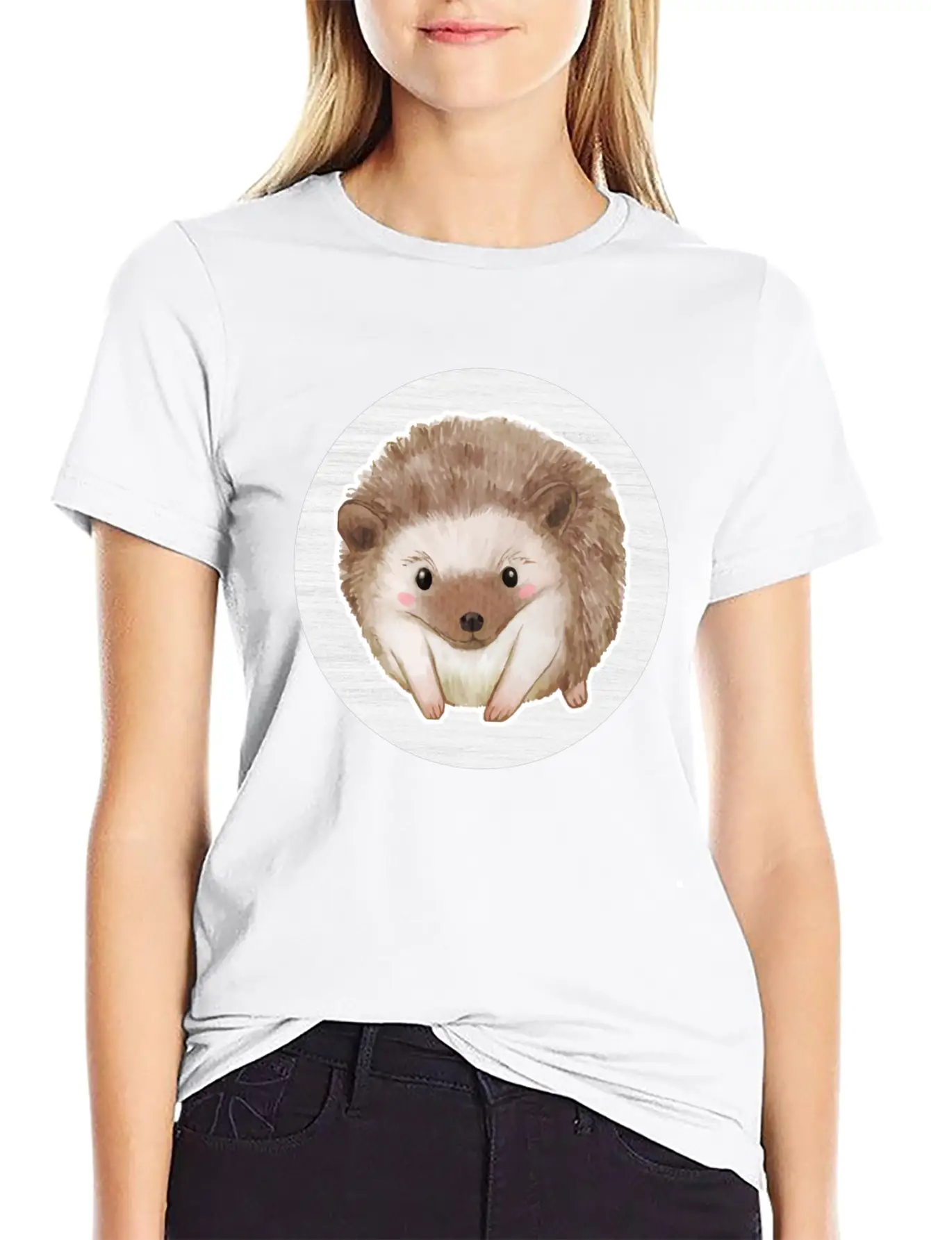 Hedgehog Watercolor Drawing Basic Graphic T-Shirt – Daily Comfort In Soft Cotton