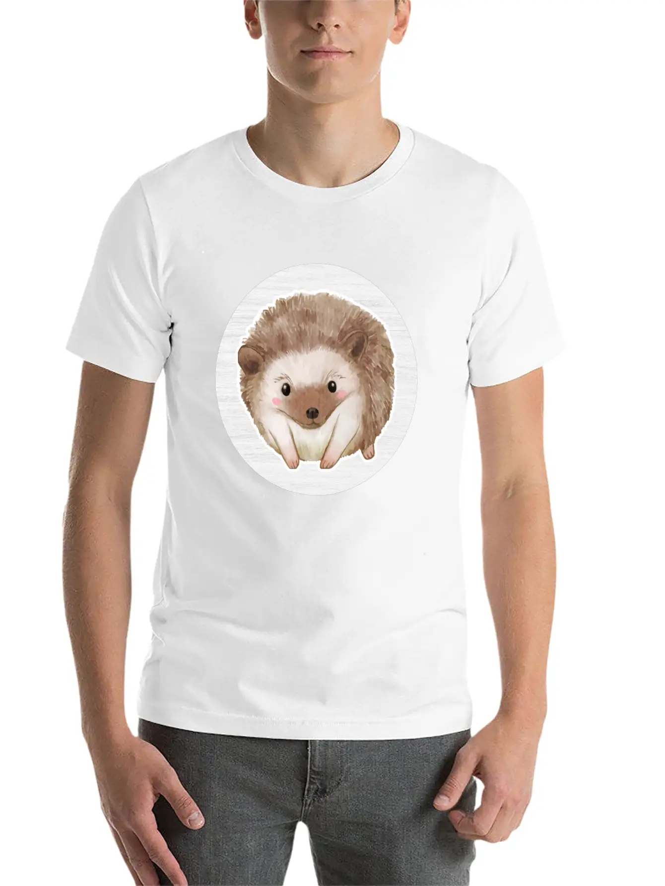 Hedgehog Watercolor Drawing Basic Graphic T-Shirt – Daily Comfort In Soft Cotton