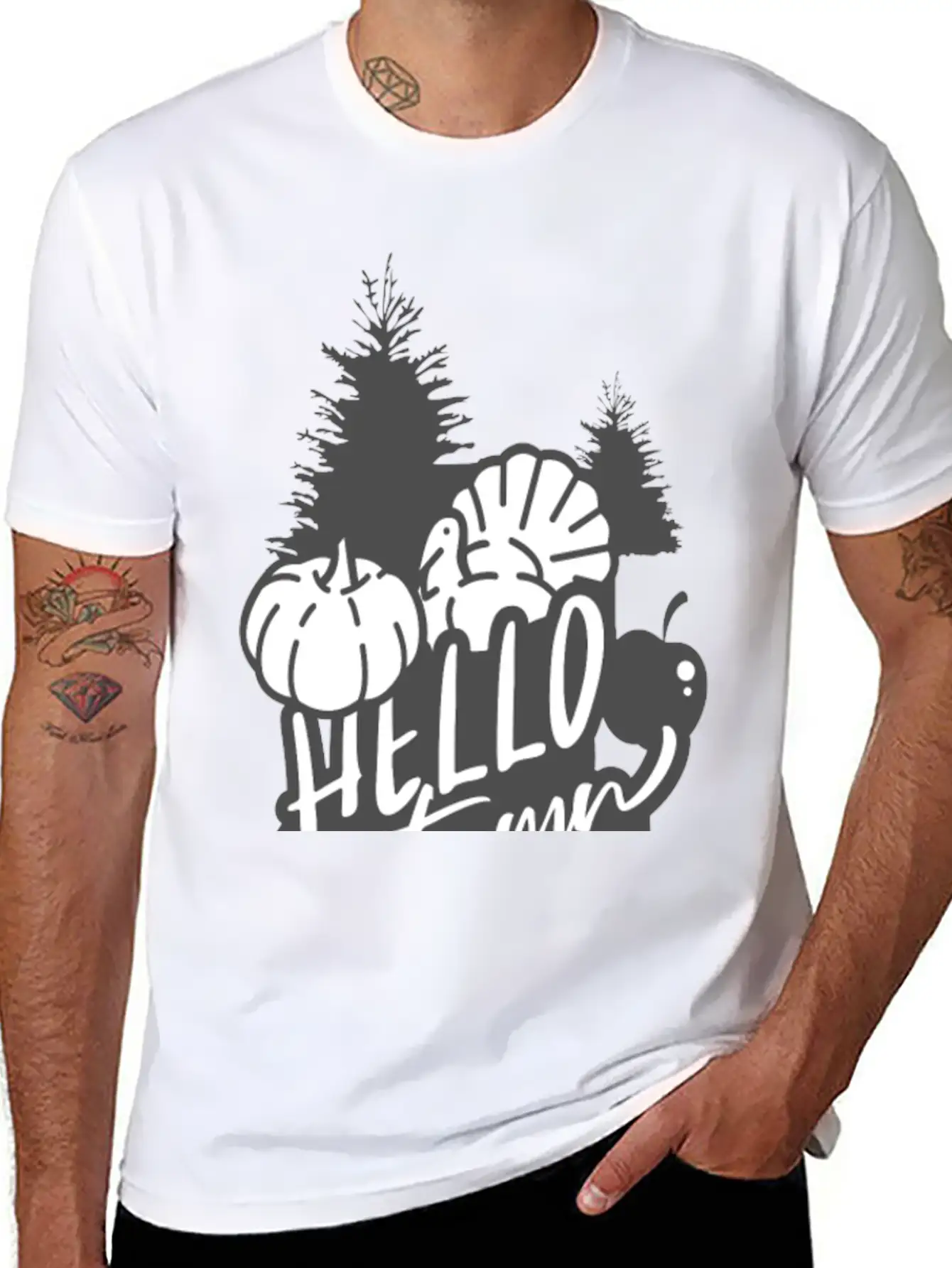 Hello Autumn White Unisex Short Sleeve Soft Cotton T-Shirt – Casual Everyday Wear