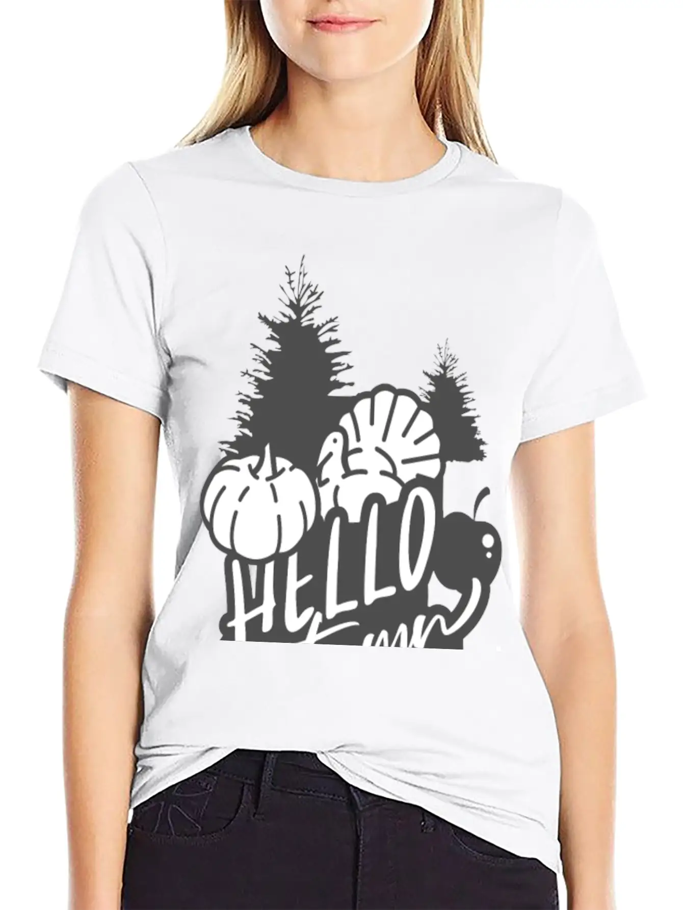 Hello Autumn White Unisex Short Sleeve Soft Cotton T-Shirt – Casual Everyday Wear