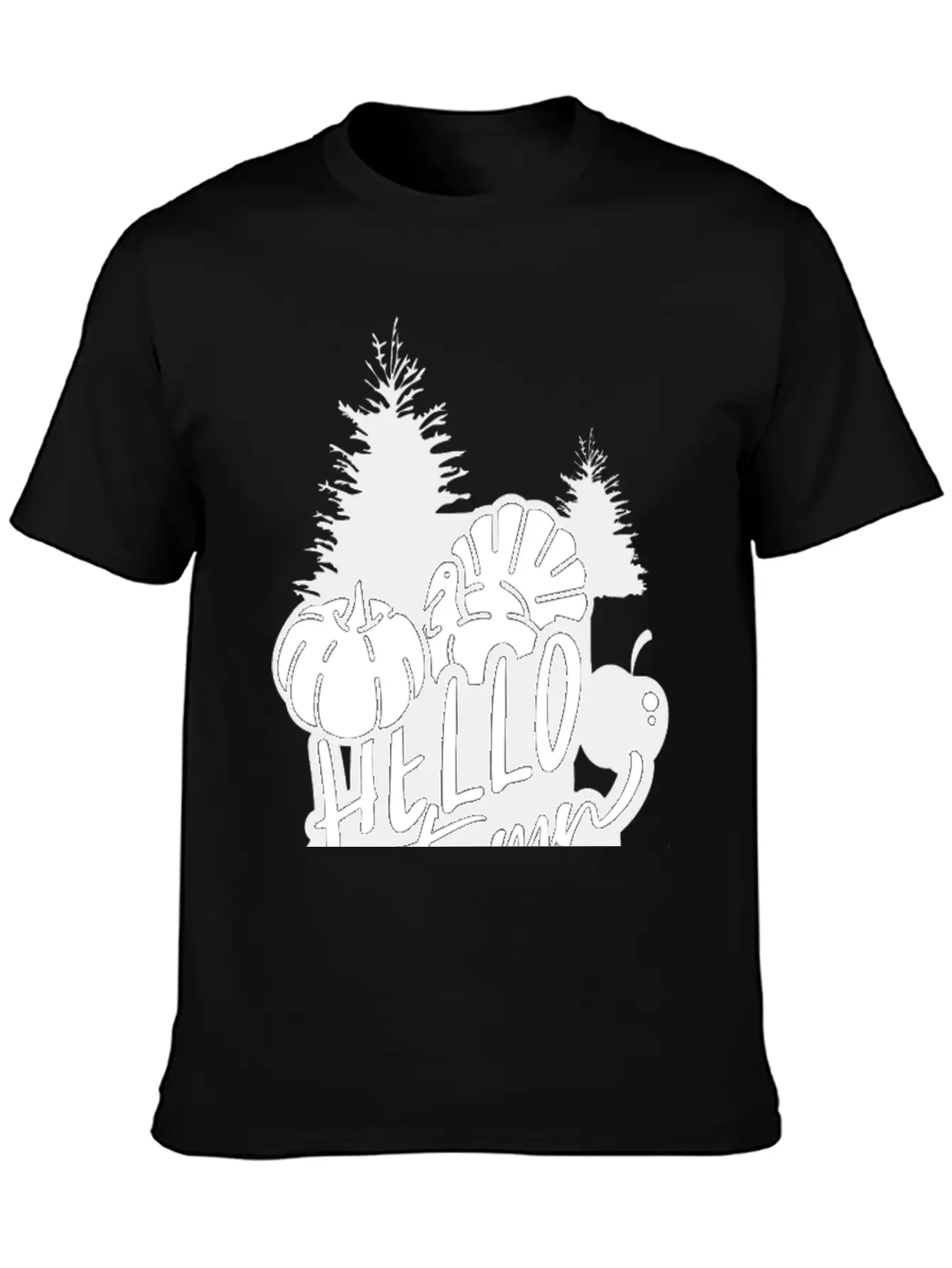 Hello Autumn White Unisex Short Sleeve Soft Cotton T-Shirt – Casual Everyday Wear