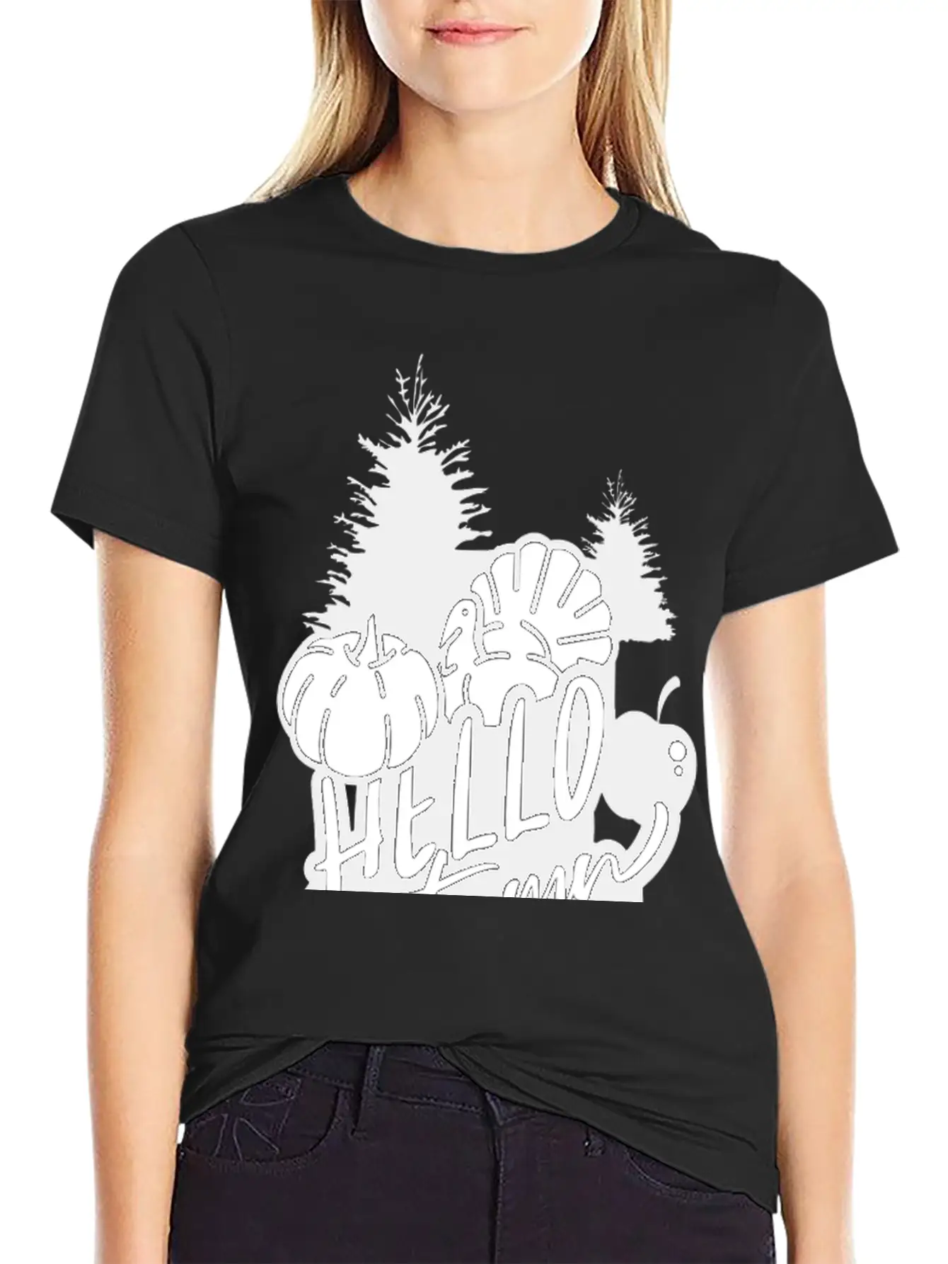 Hello Autumn White Unisex Short Sleeve Soft Cotton T-Shirt – Casual Everyday Wear