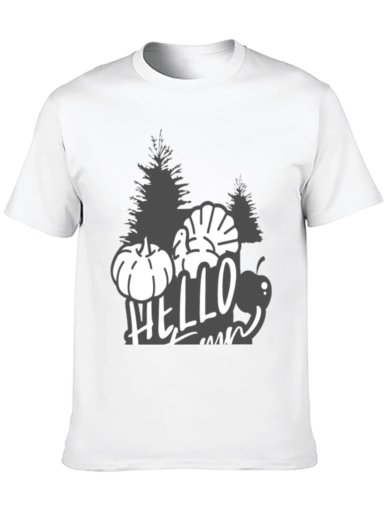 Hello Autumn White Unisex Short Sleeve Soft Cotton T-Shirt – Casual Everyday Wear