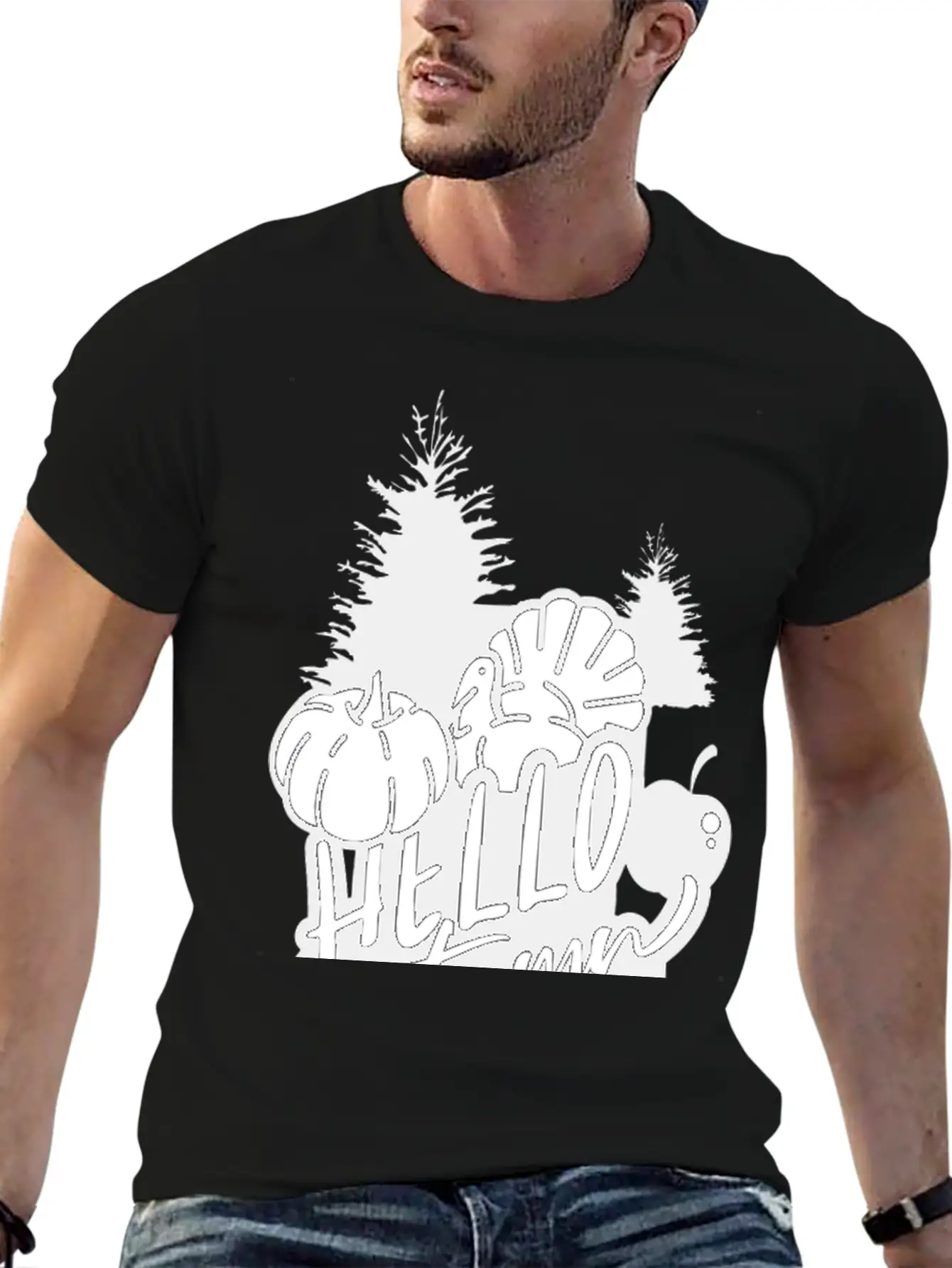 Hello Autumn White Unisex Short Sleeve Soft Cotton T-Shirt – Casual Everyday Wear