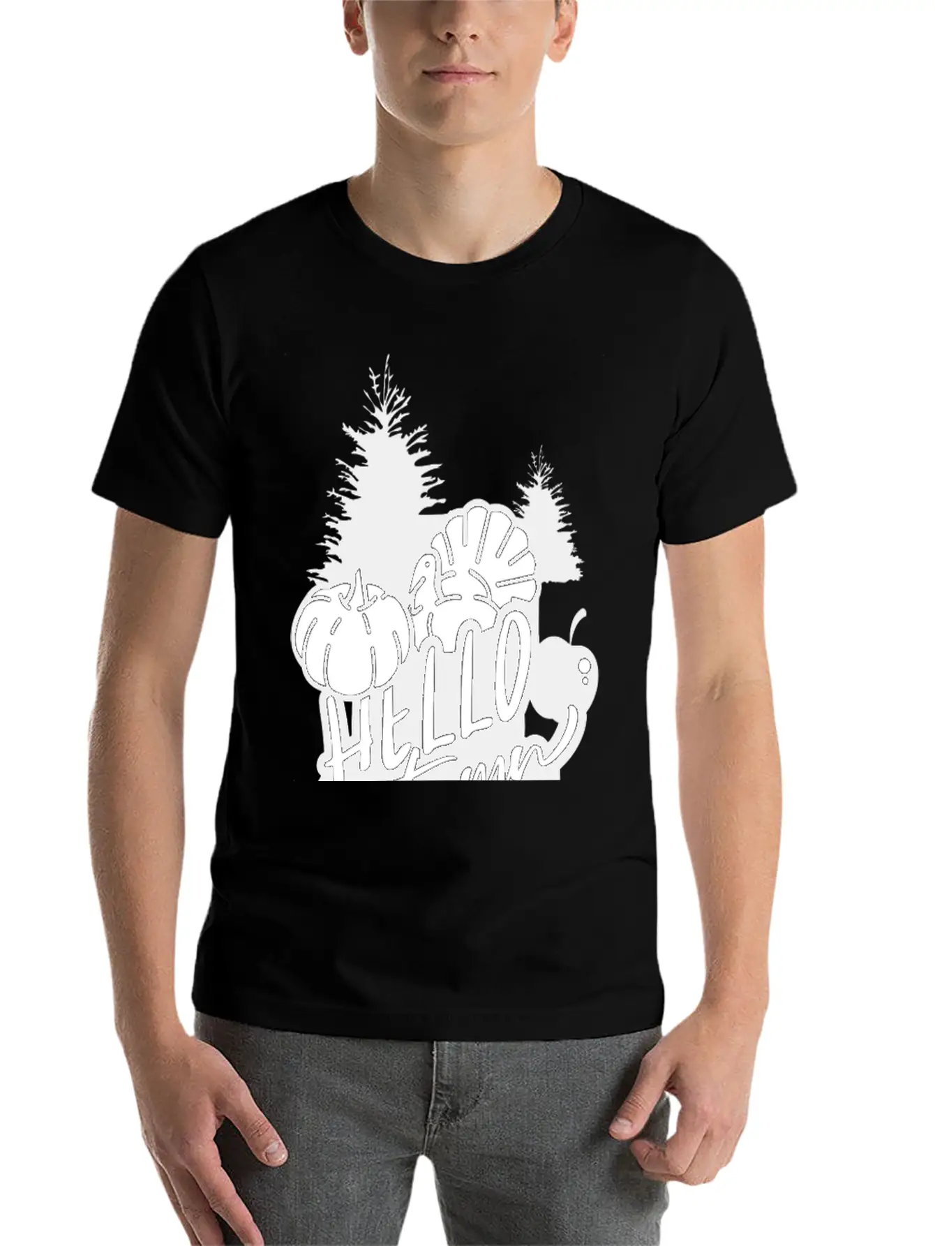 Hello Autumn White Unisex Short Sleeve Soft Cotton T-Shirt – Casual Everyday Wear
