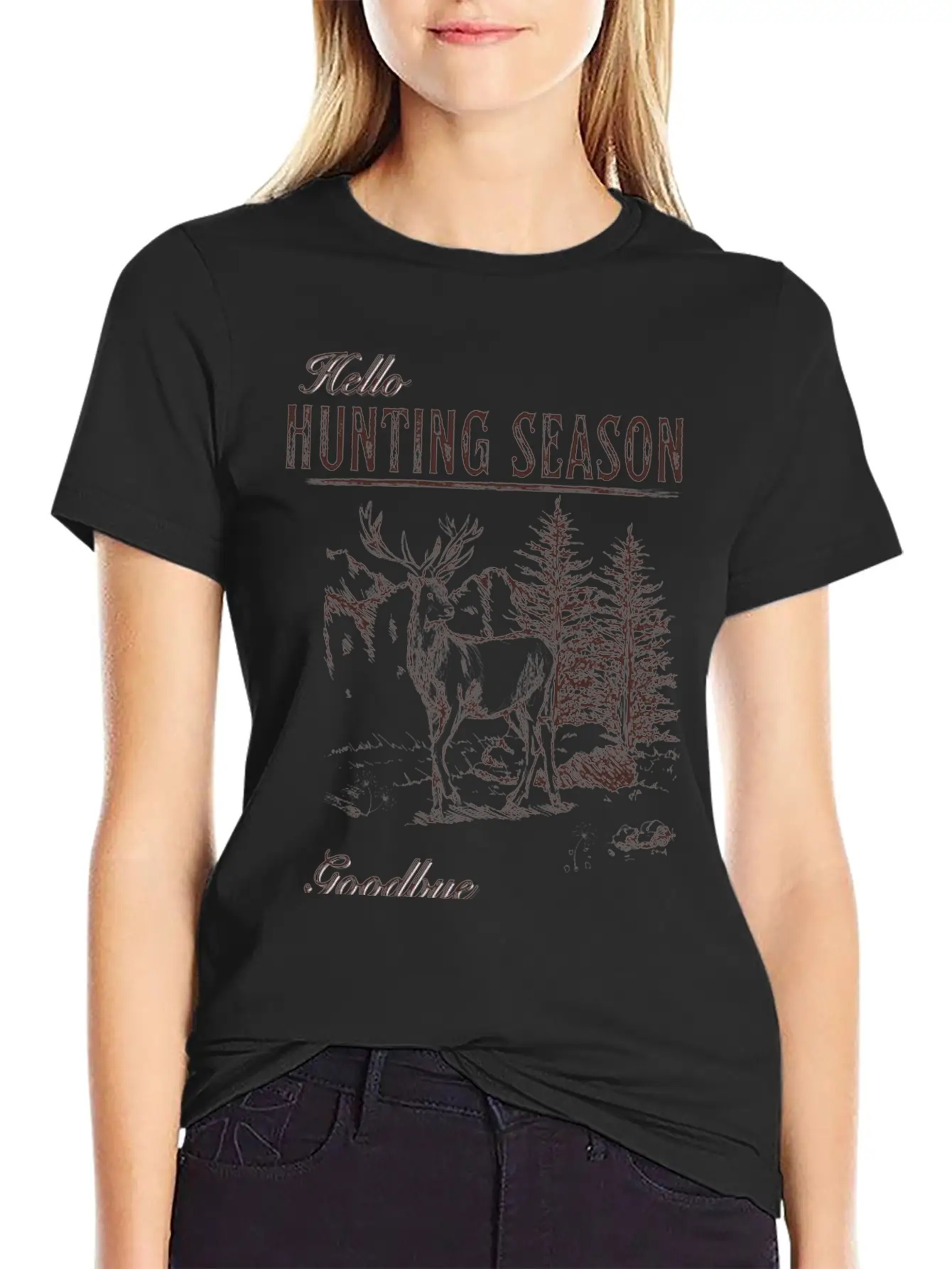 Hello Hunting Season Goodbye Husband Unisex Short Sleeve Soft Cotton T-Shirt – Casual Everyday Wear