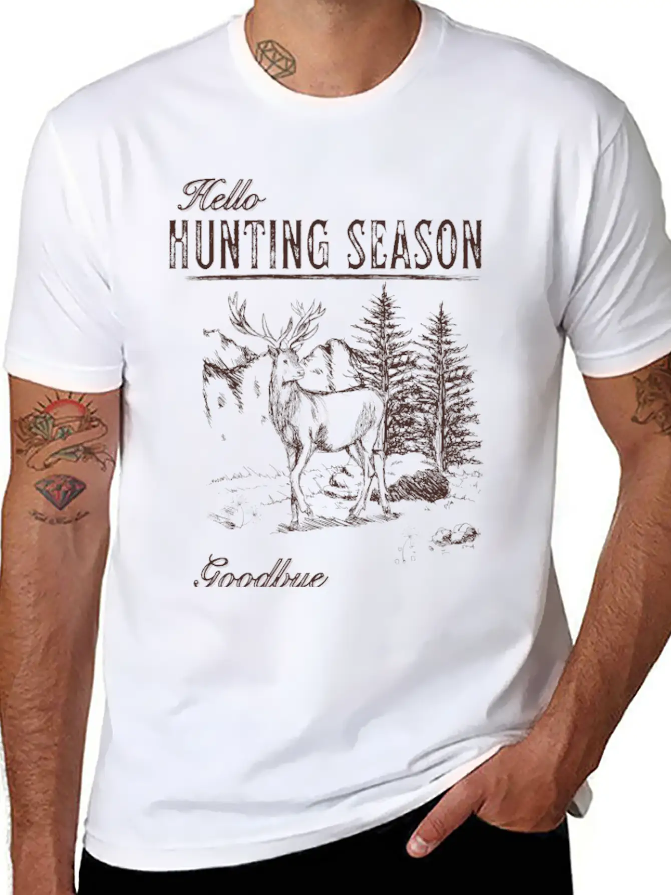 Hello Hunting Season Goodbye Husband Unisex Short Sleeve Soft Cotton T-Shirt – Casual Everyday Wear