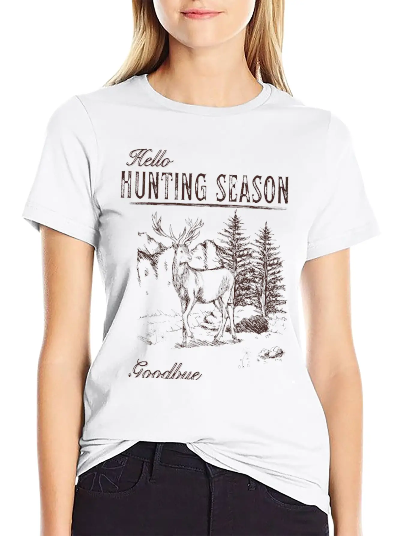 Hello Hunting Season Goodbye Husband Unisex Short Sleeve Soft Cotton T-Shirt – Casual Everyday Wear