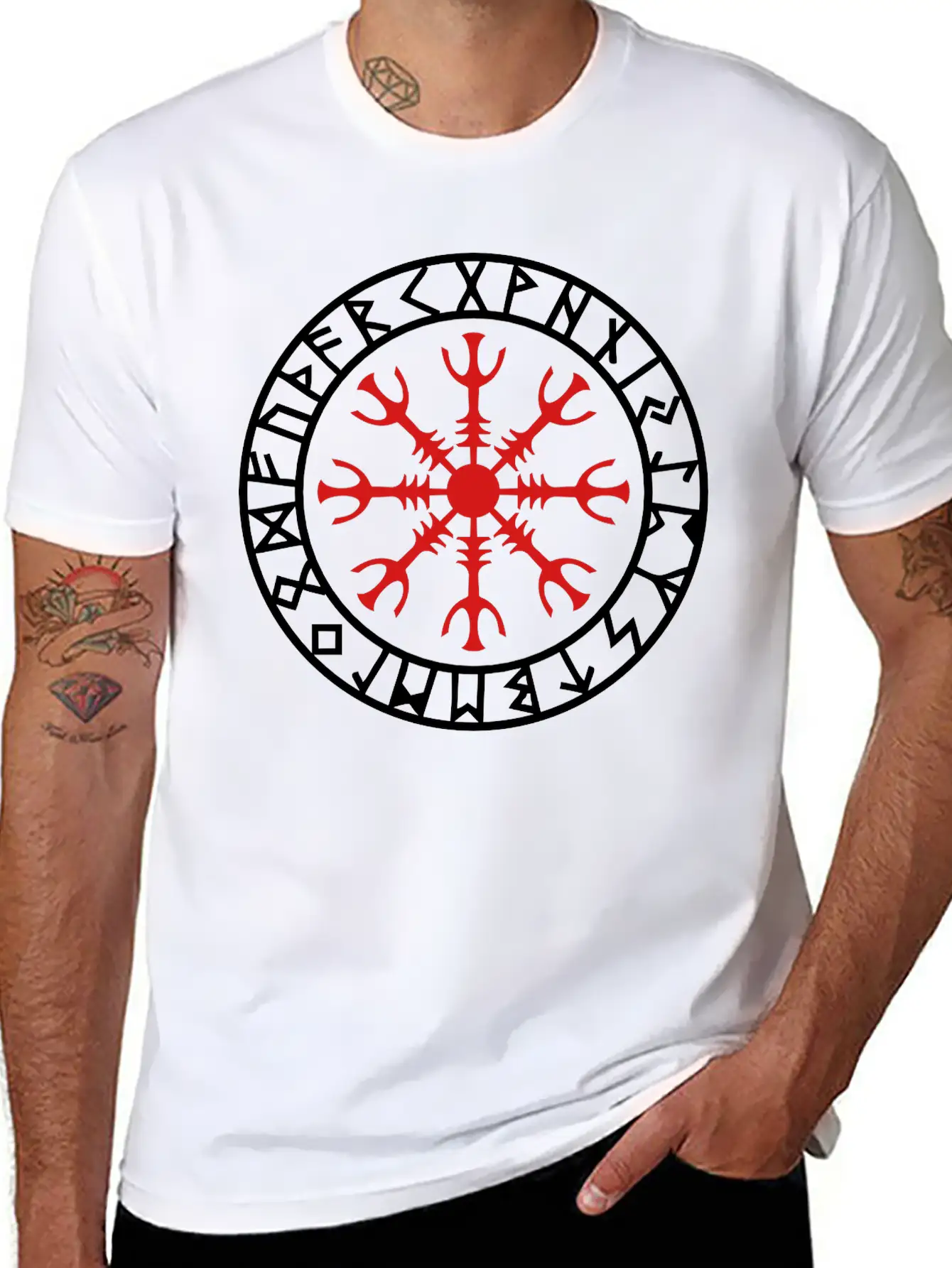 Helm Of Awe, Aegishjalmur, Protection Symbol, Rune Comfortable Minimalist Graphic Tee – Summer Style Essential