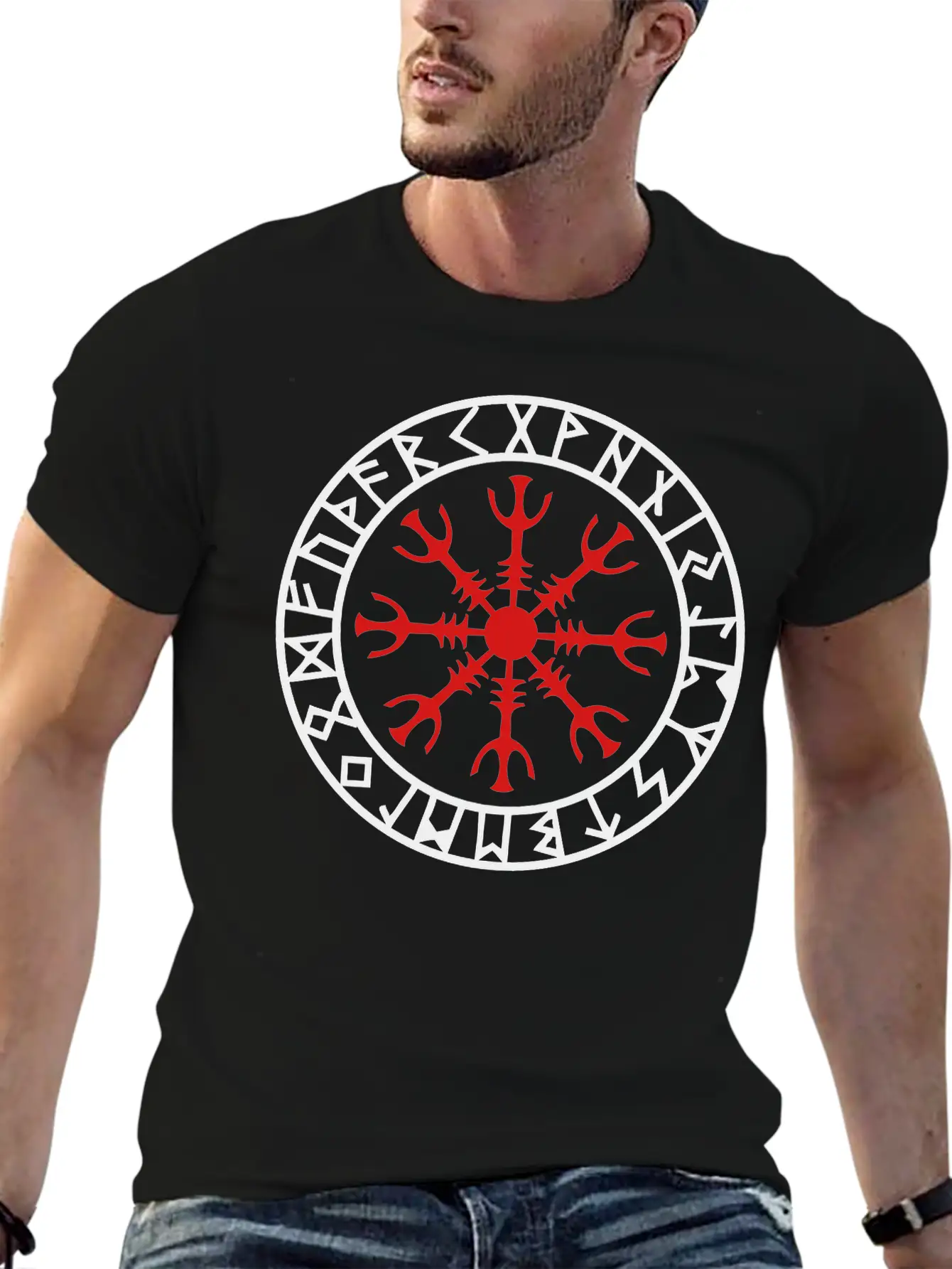 Helm Of Awe, Aegishjalmur, Protection Symbol, Rune Comfortable Minimalist Graphic Tee – Summer Style Essential