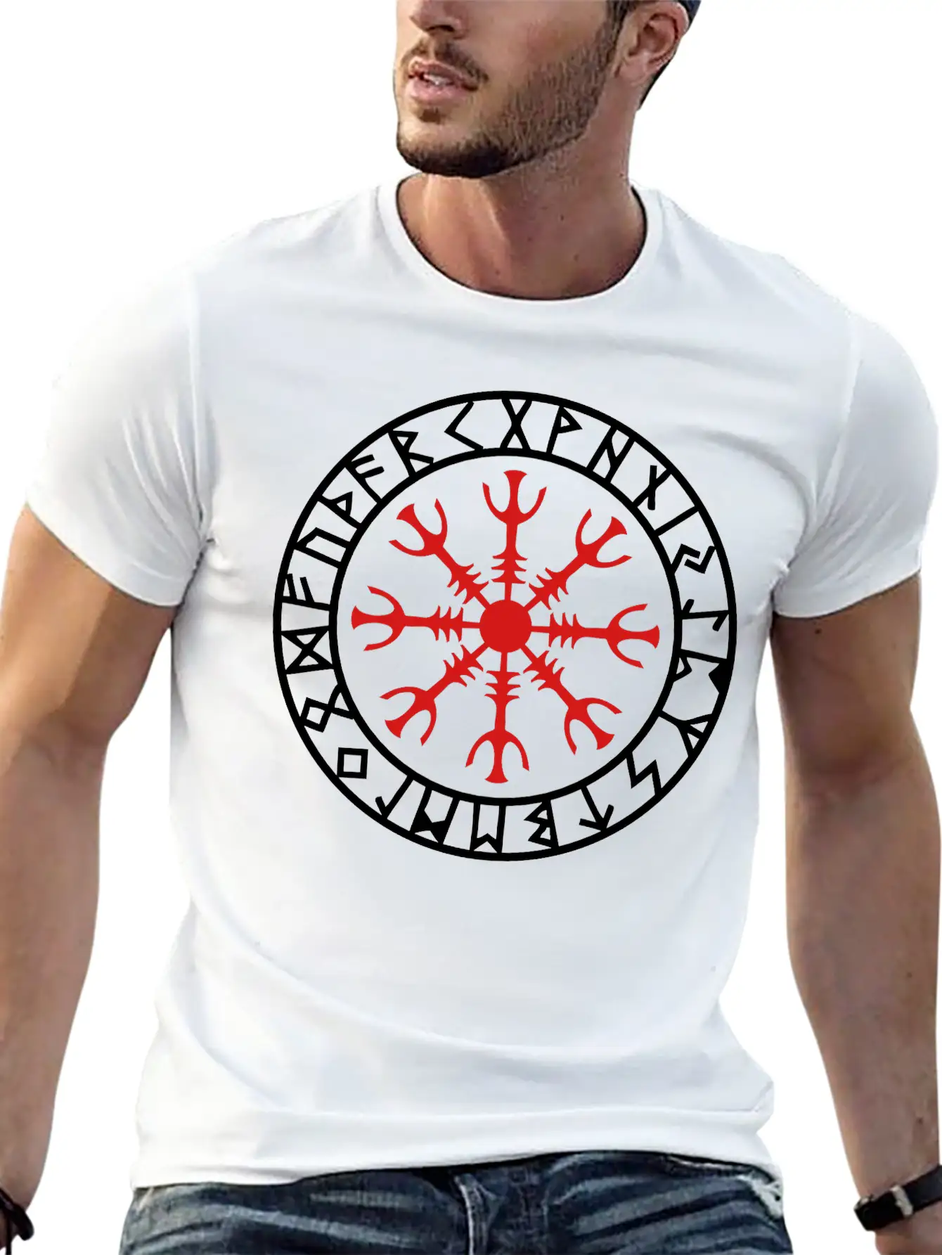 Helm Of Awe, Aegishjalmur, Protection Symbol, Rune Comfortable Minimalist Graphic Tee – Summer Style Essential