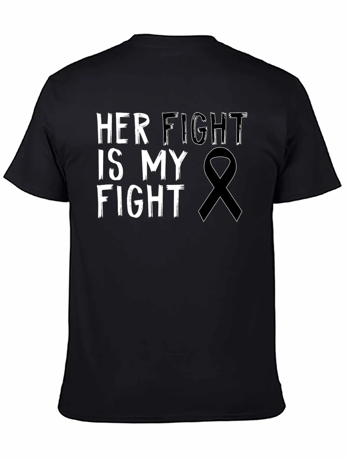 Her Fight Is My Fight Melanoma Awareness Awareness Unisex Short Sleeve Soft Cotton T-Shirt – Casual Everyday Wear