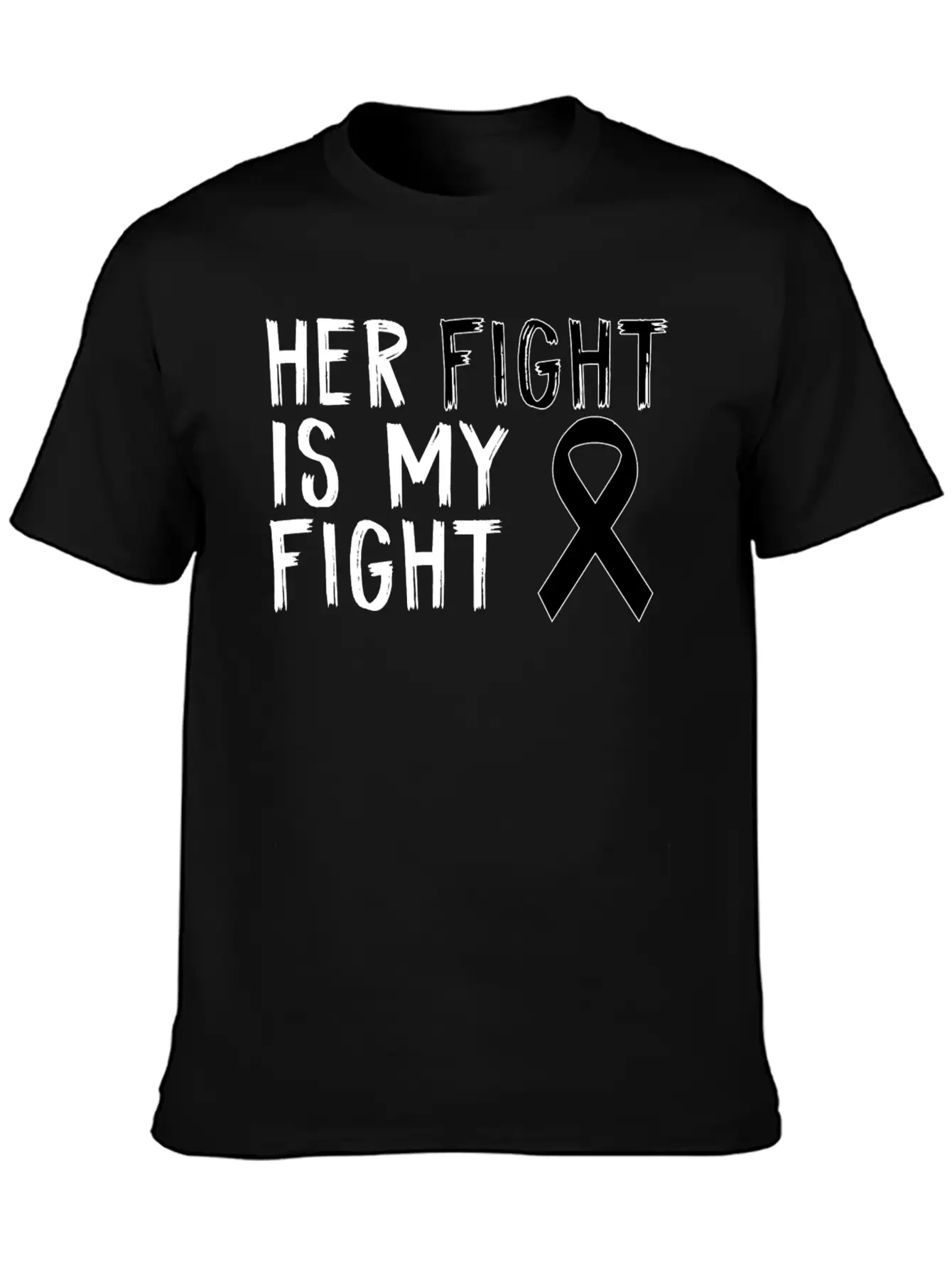 Her Fight Is My Fight Melanoma Awareness Awareness Unisex Short Sleeve Soft Cotton T-Shirt – Casual Everyday Wear