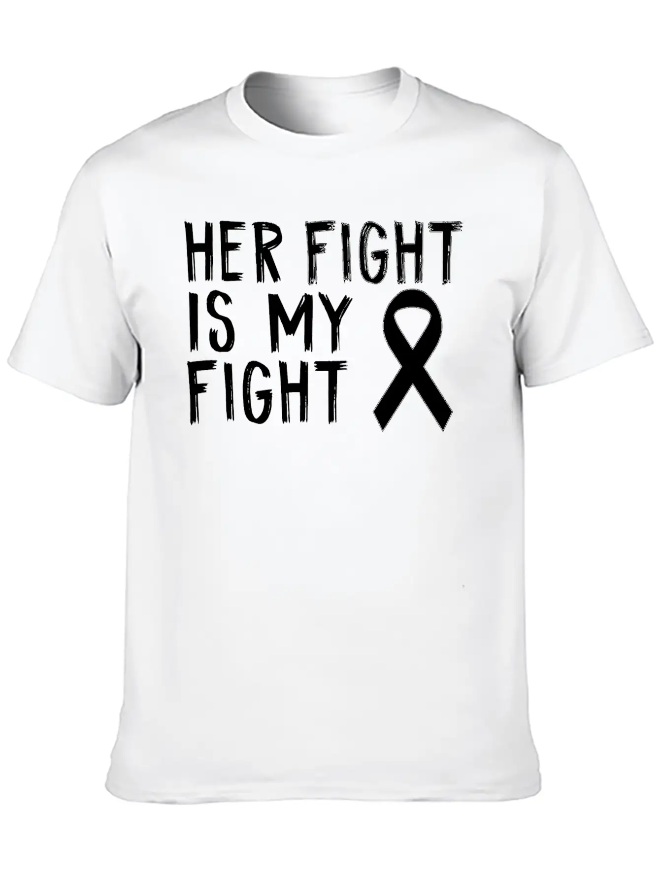 Her Fight Is My Fight Melanoma Awareness Awareness Unisex Short Sleeve Soft Cotton T-Shirt – Casual Everyday Wear