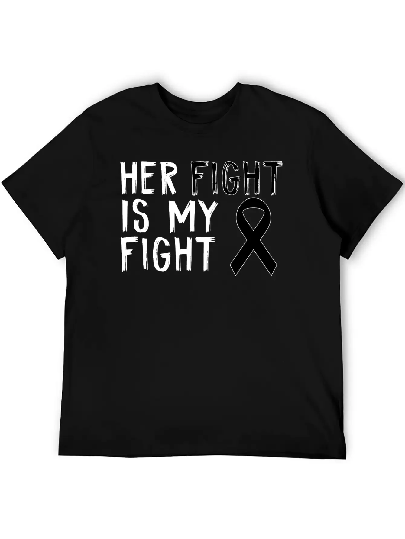 Her Fight Is My Fight Melanoma Awareness Awareness Unisex Short Sleeve Soft Cotton T-Shirt – Casual Everyday Wear