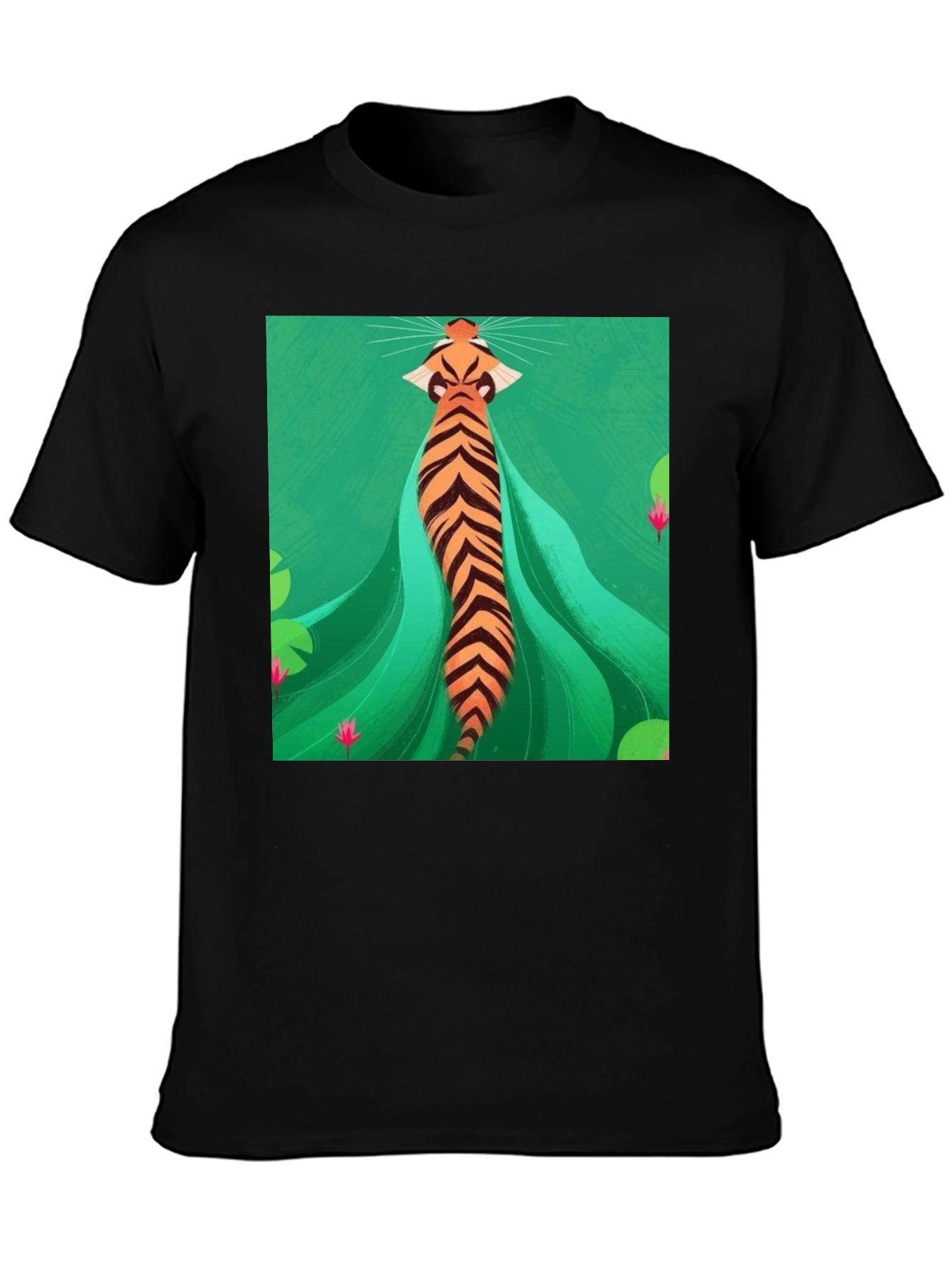 Unique Tiger Graphic Print Black T-Shirt
