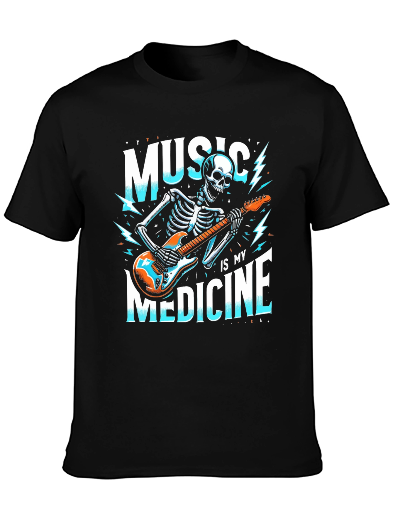 Music is My Medicine Skeleton Graphic T-Shirt