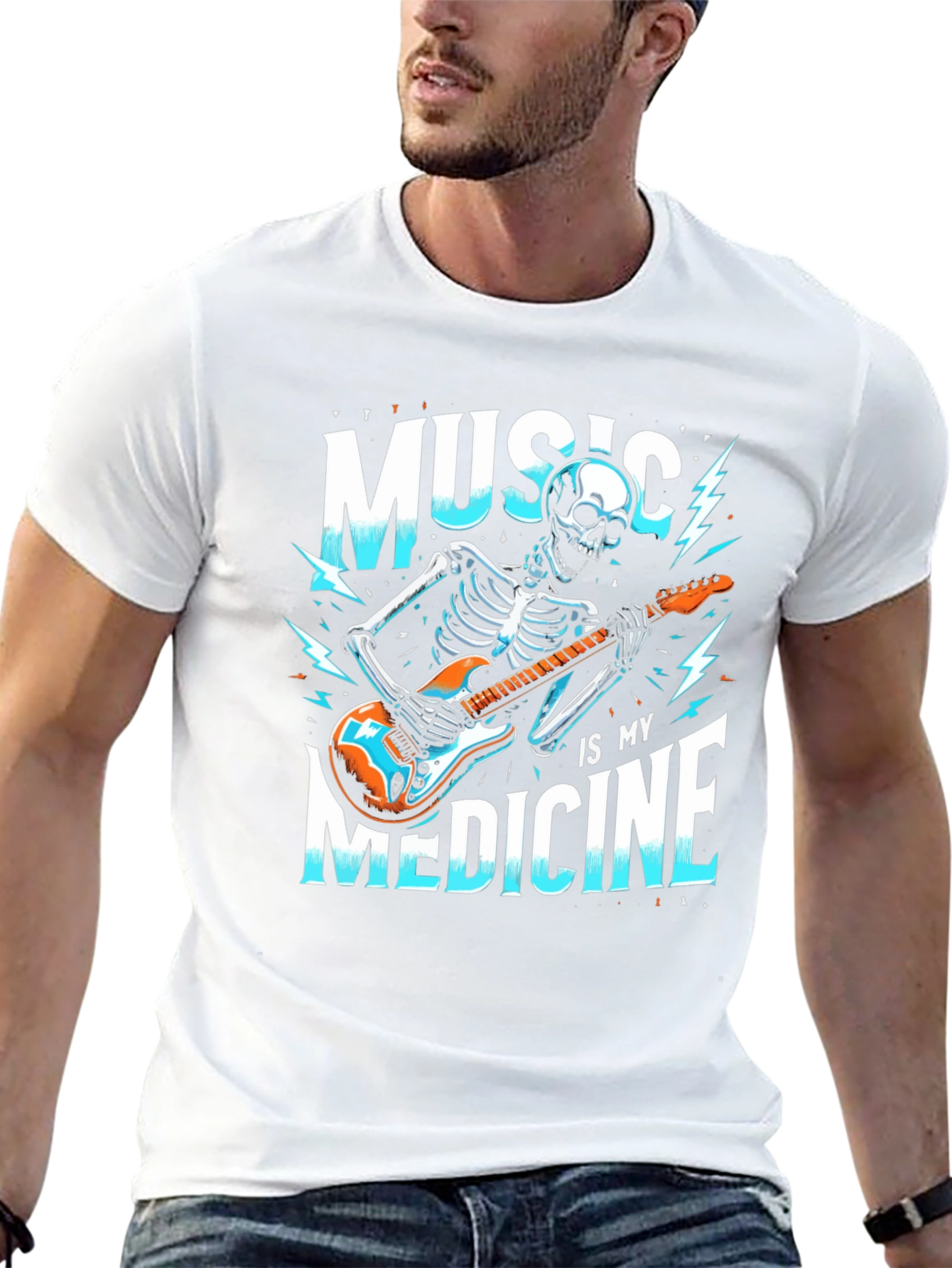 Music is My Medicine Skeleton Graphic T-Shirt