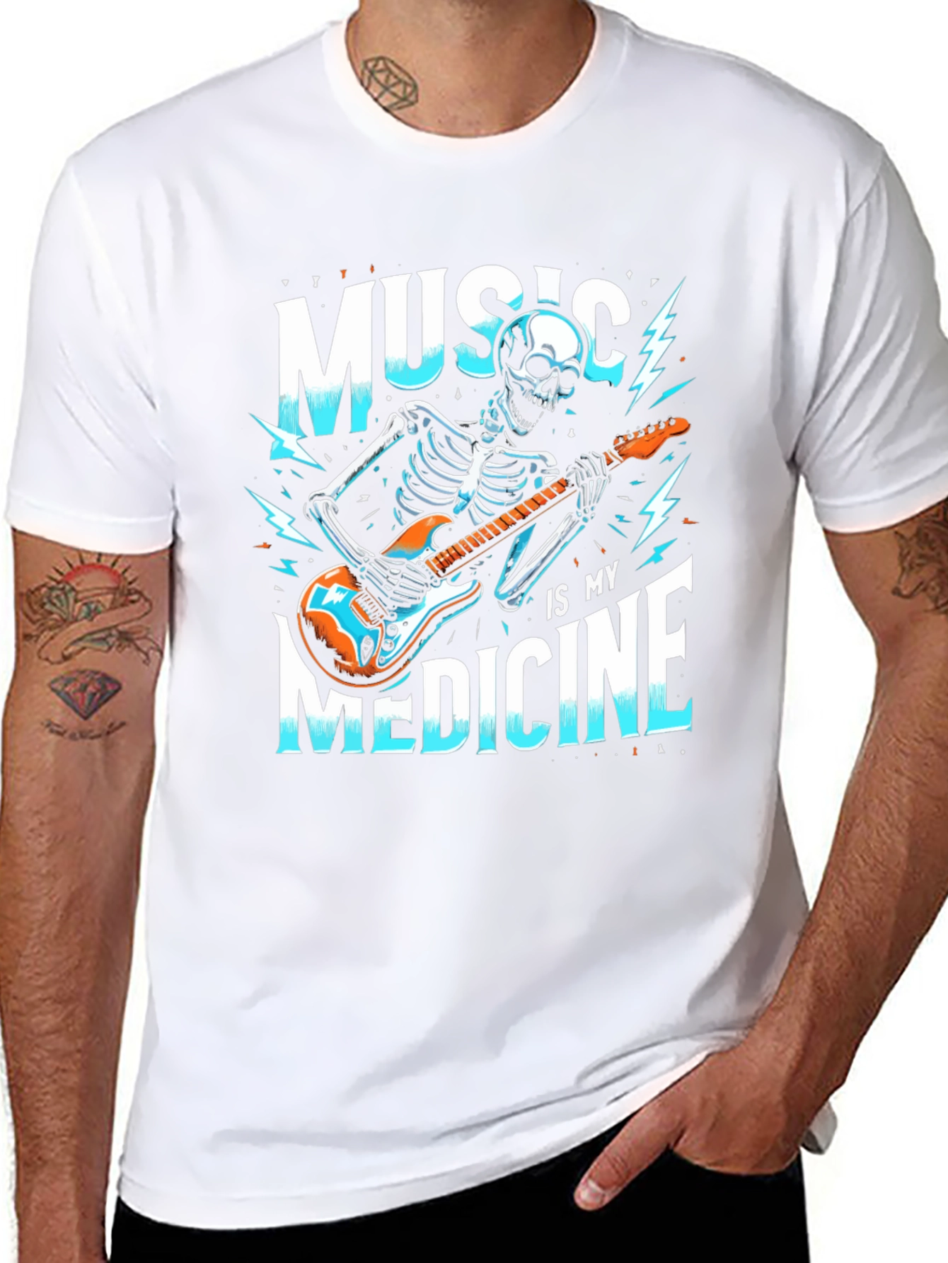 Music is My Medicine Skeleton Graphic T-Shirt