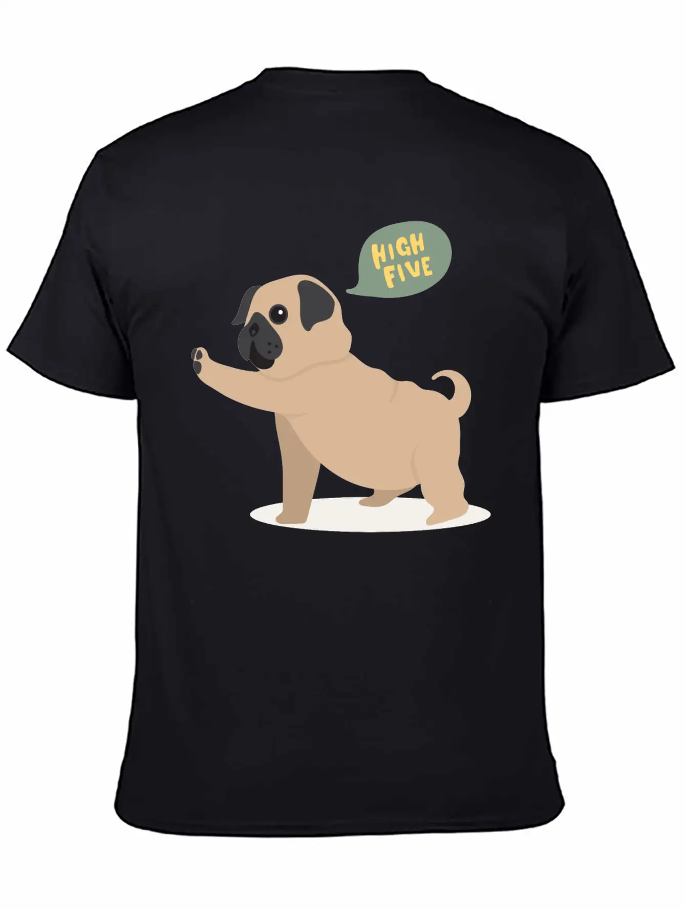 High Five Pug Dog Funny Cute Cartoon Gift Unisex Short Sleeve Soft Cotton T-Shirt – Casual Everyday Wear