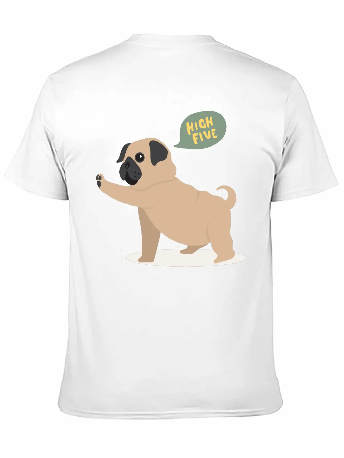 High Five Pug Dog Funny Cute Cartoon Gift Unisex Short Sleeve Soft Cotton T-Shirt – Casual Everyday Wear