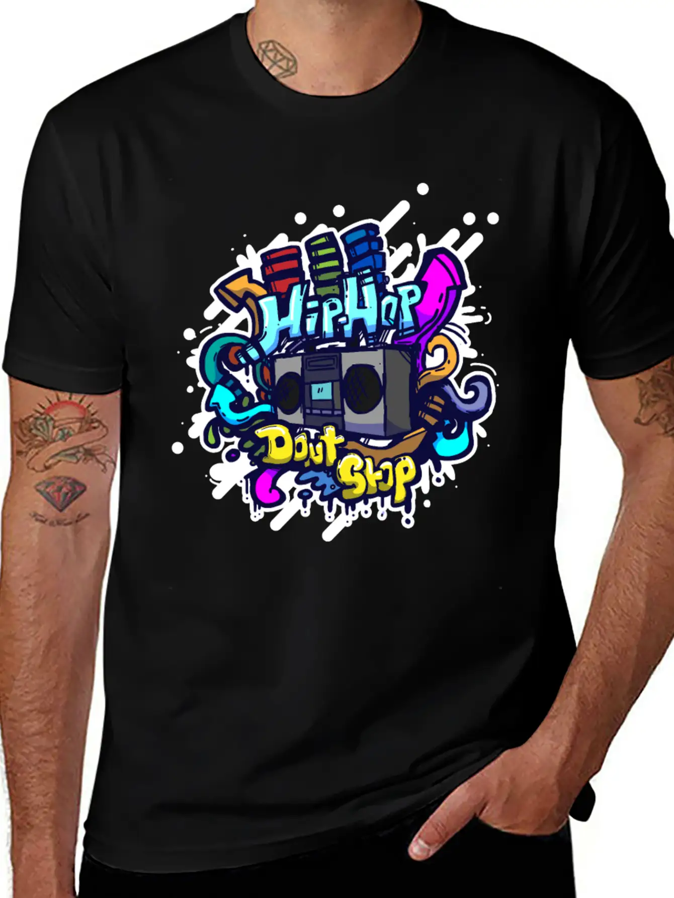 Hip Hop Classic Ghettoblaster Graffiti Timeless Short Sleeve Tee – Comfy And Minimalist Design